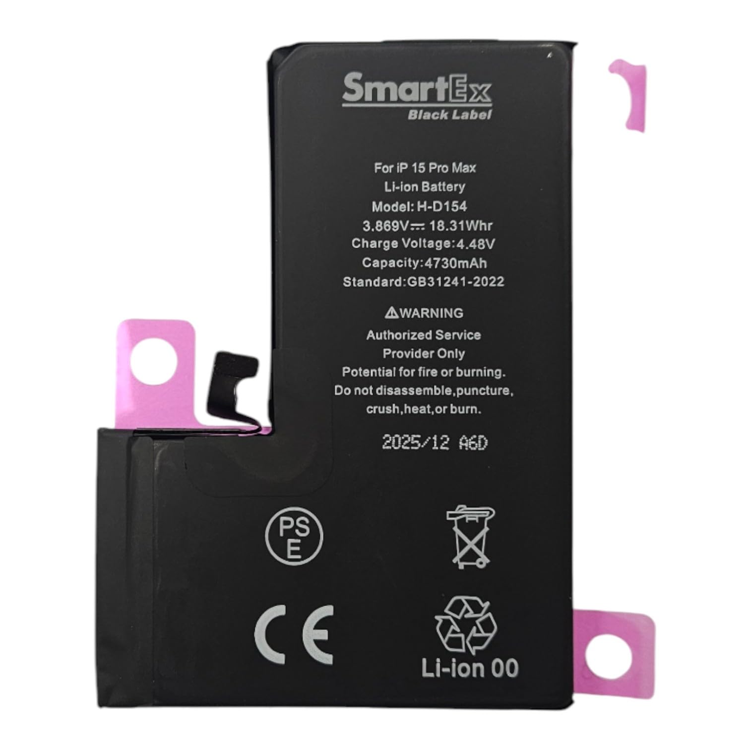 Smartex® Black Label Batteria maggiorata Compatibile con iPhone 15 PRO Max - capacità 4730 mAh