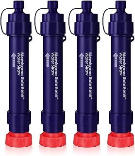 Membrane Solutions Water Filter Straw S2, NSF/ANSI 42&372&401 Certified, 4-Stage 0.1 μm Portable Water Purifier with Replaceable Filter, 5,000L Capacity for Camping, Hiking, Survival and Emergency- 4P