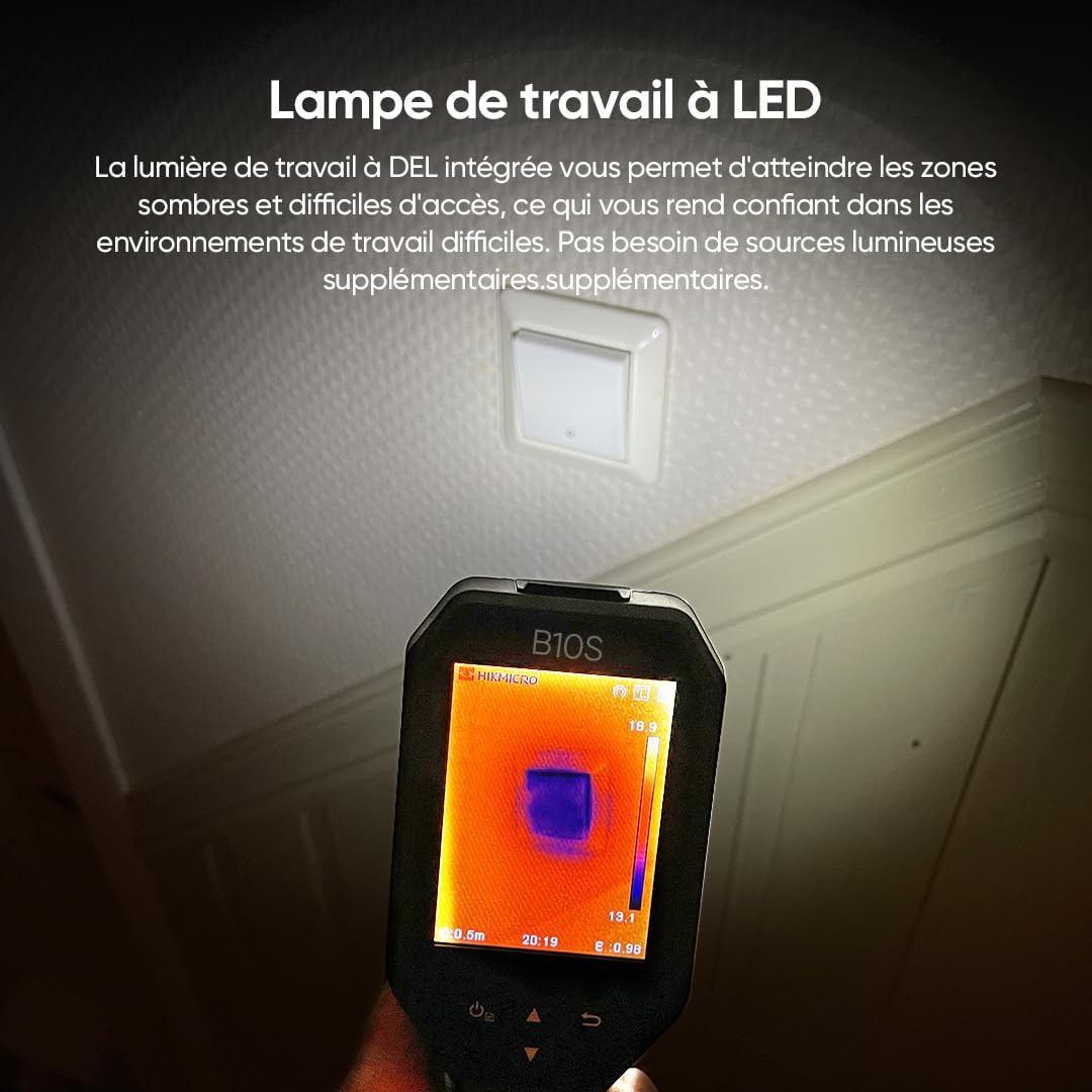 HIKMICRO B10S Caméra thermique 256 x 192 Résolution IR avec caméra visuelle 2MP, Caméra d'imagerie thermique pour l'inspection des maisons, 25 Hz, LCD 3.2" 640 × 480 Résolution, IP54, -20°C~550°C