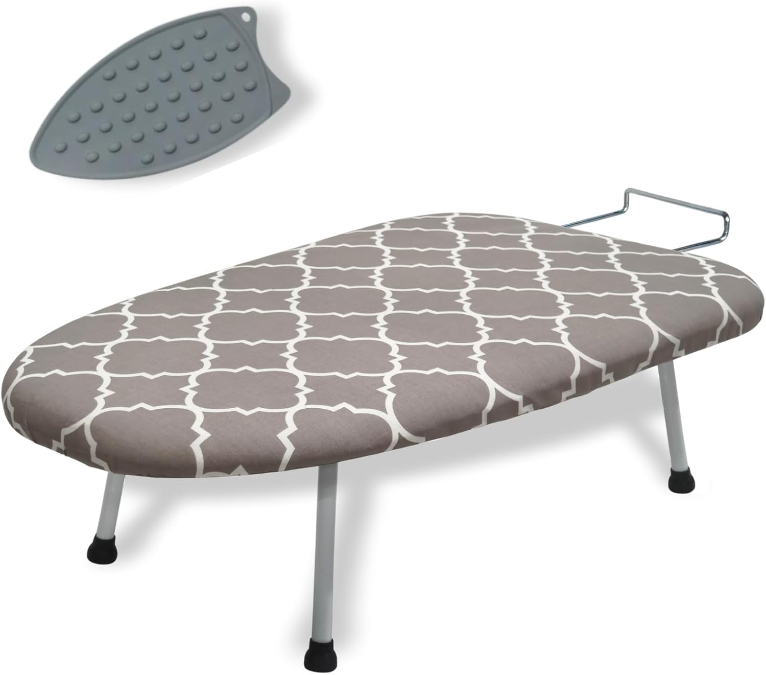 Thorkok Tabletop Ironing Boards, Small Ironing Board, Compact Portable with Silicone Iron Rest Mat, Space-Saving, For Home/Tabletop/Travel Use, 60 x 37 cm, Grey