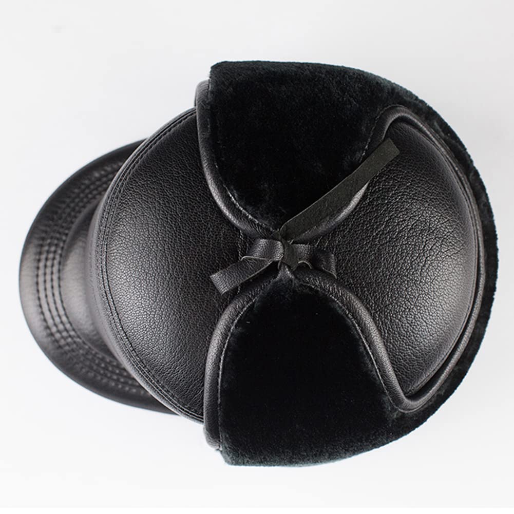 DongBao Gorra de béisbol de Cuero para Hombre, Sombrero Militar, Sombrero para el Sol con Orejeras