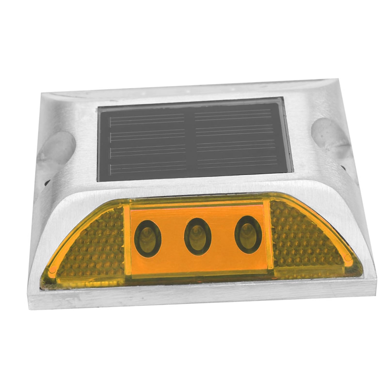 Luces de Marcador de Tierra LED de Energía Solar Lámpara de Carretera Al Aire Libre Impermeable Duradera para Entrada 4.1x4.1in Amarillo (YELLOW)