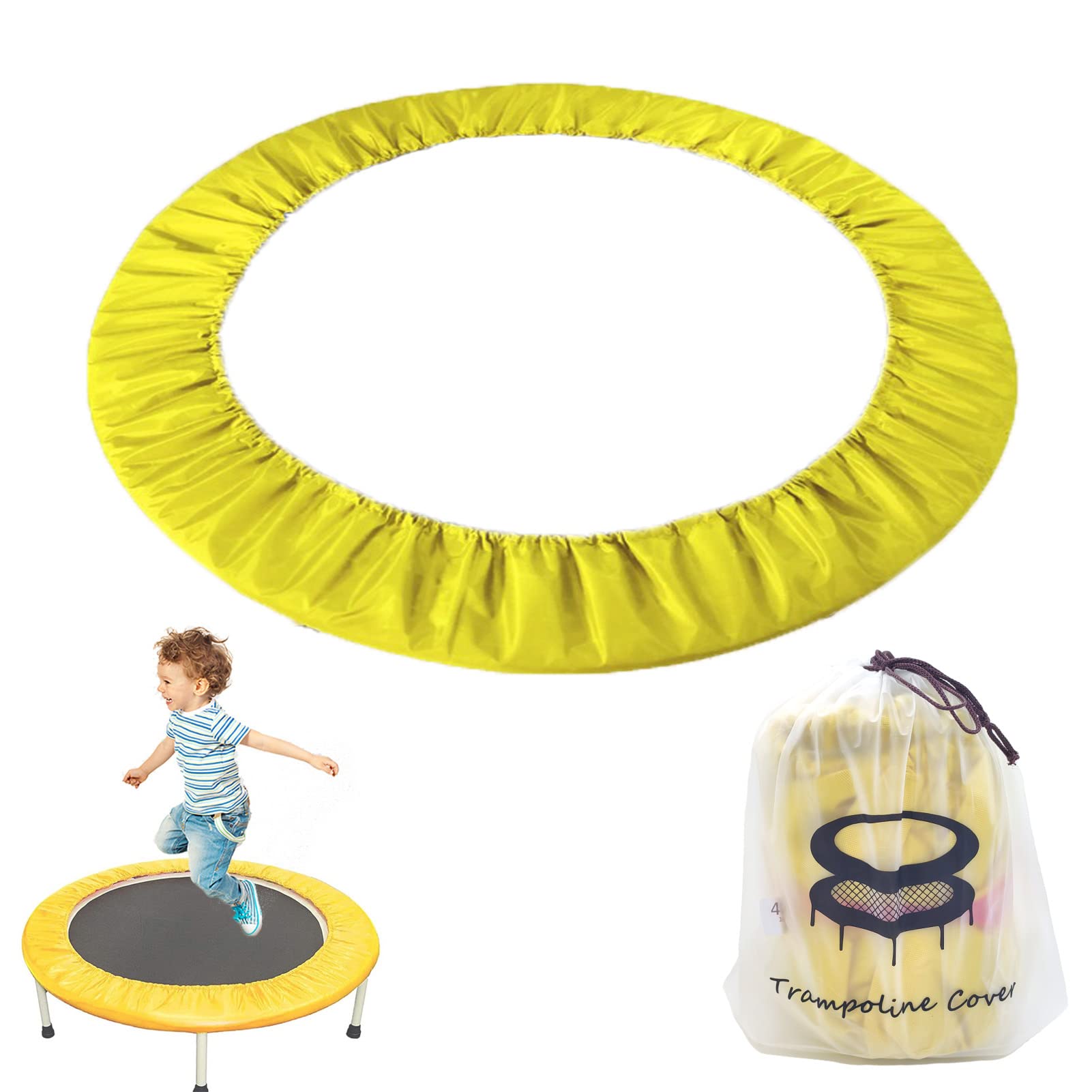 mini trampoline spring cover 36 inch small trampoline safety pad for 6 holes round trampoline tear-resistant oxford cloth anti-vibration easy to install replacement, multiple color options (yellow)