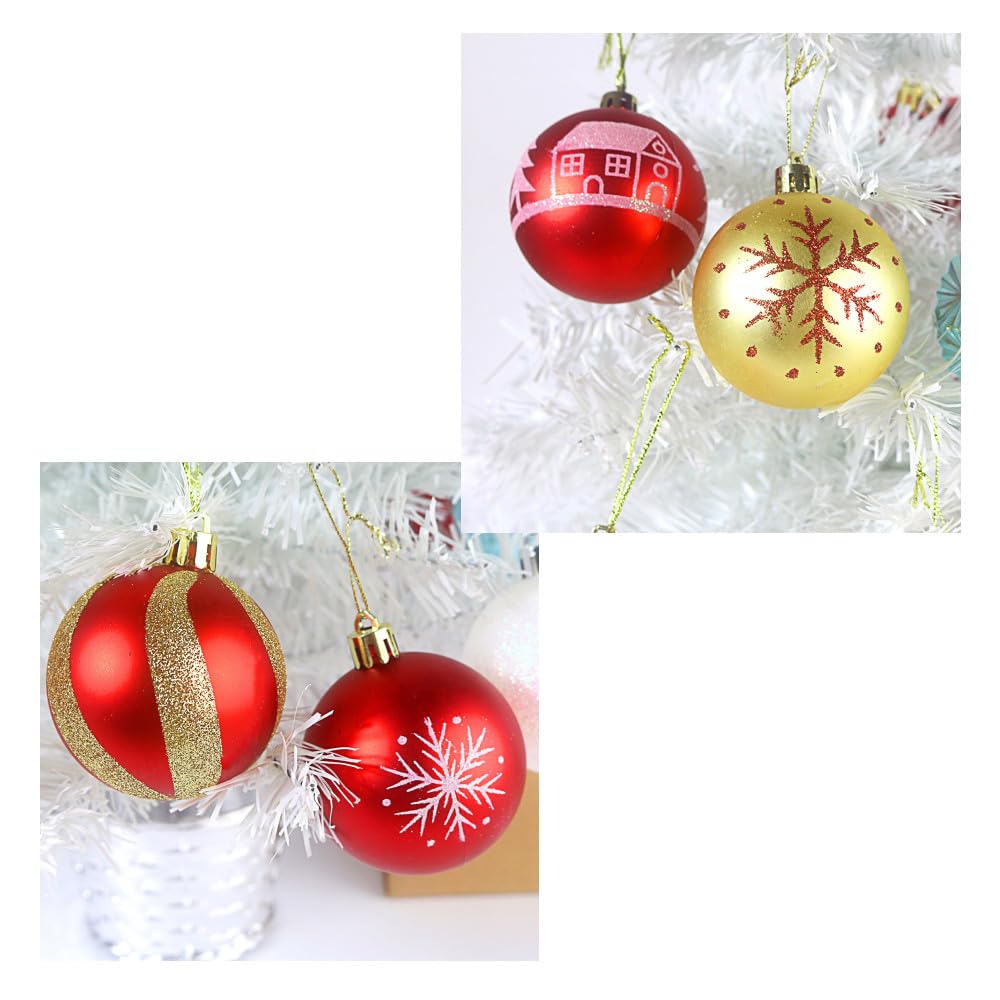 44 Palline Di Natale Moxiewell – Bicolore, Lucide E Opache, Con Finiture Glitterate, In PET Resistente, Per Albero E Decorazioni Natalizie