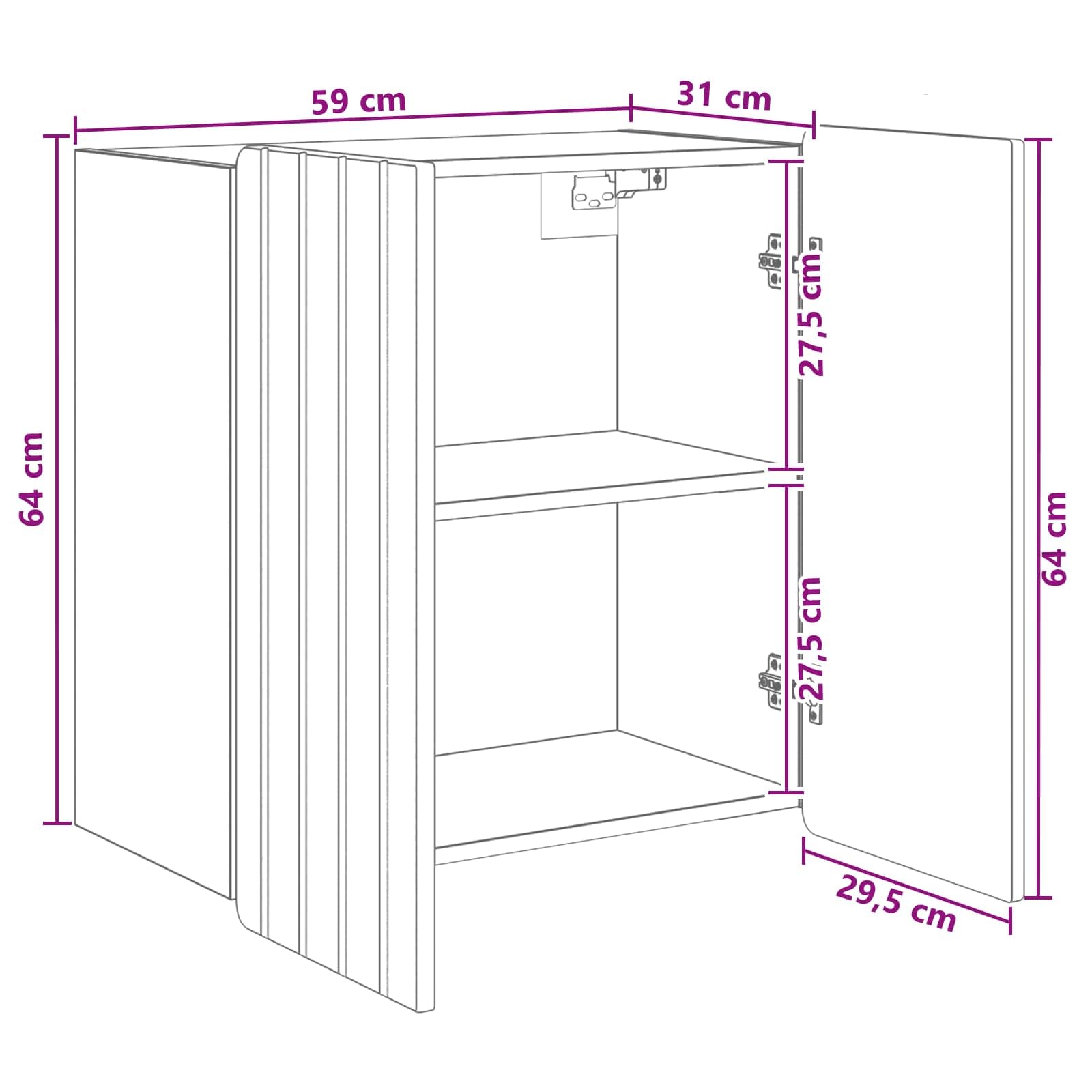 Szafka ścienna Beton szara 59 x 31 x 64 cm Drewno Ingenierie