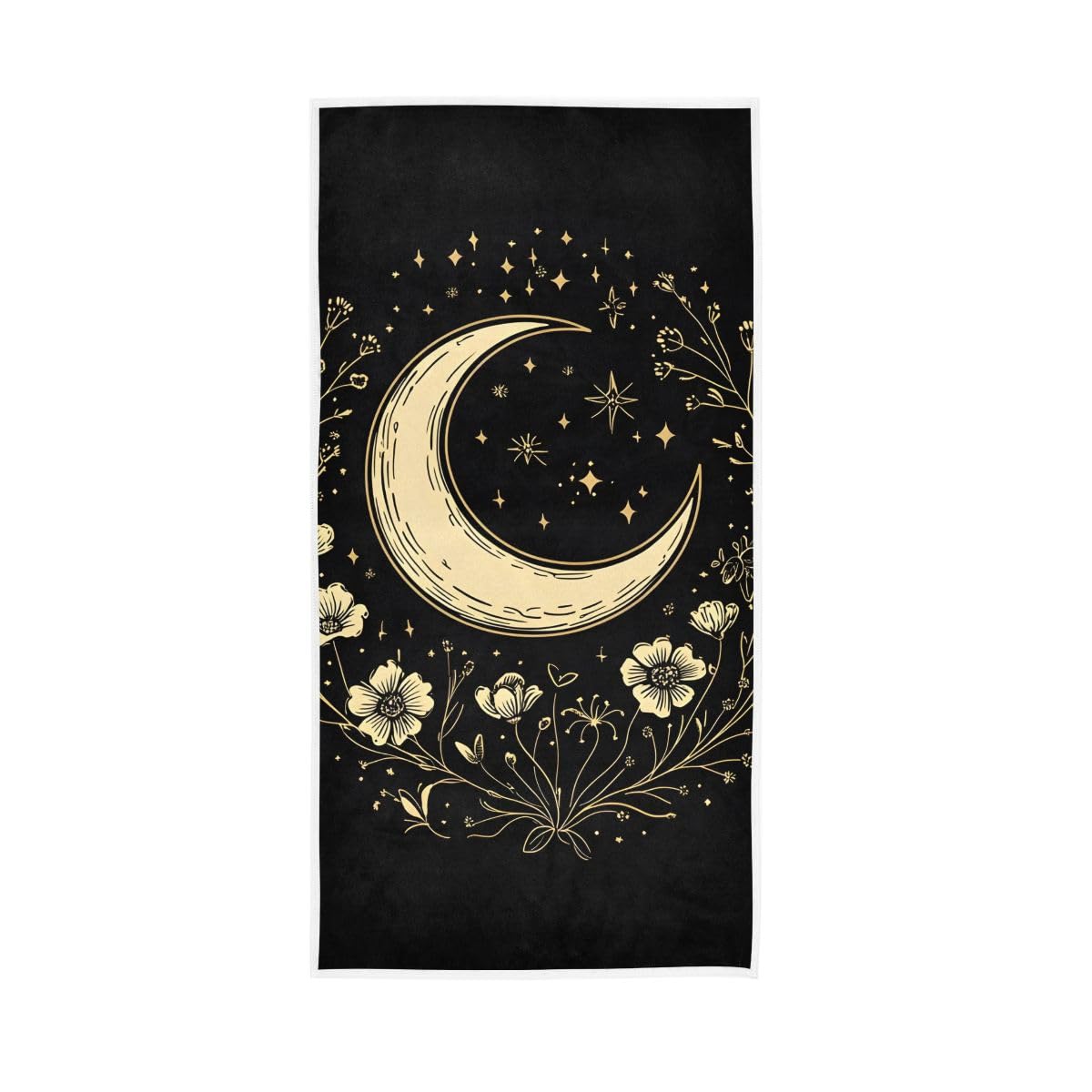 LSRCPD Floral Moon Dark Hand Towels, Shower Towels for Hand, Face, Hair, Yoga, Kitchen, Bath 15 x 30 Inches