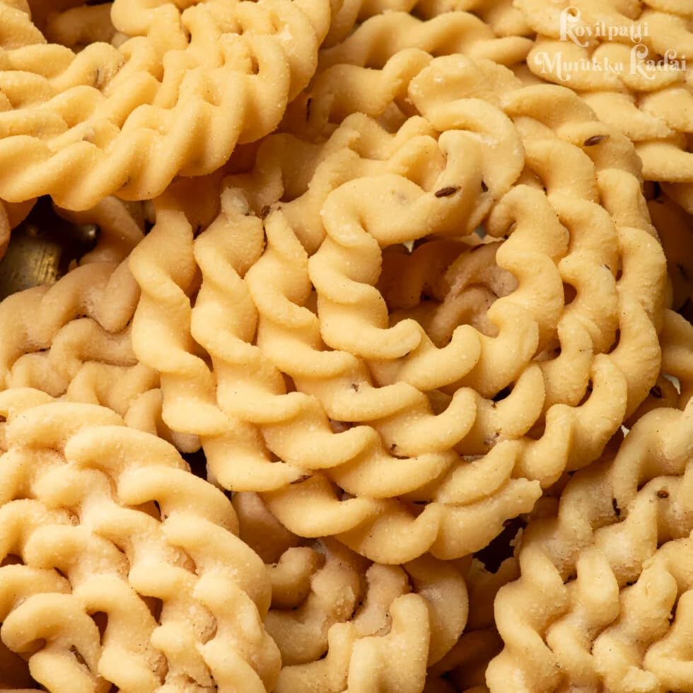 Image of KMK Kovilpatti Murukku Kadai Paati Sutta Murukku - Kai Murukku 200g Each Pack of 2 Traditional South Indian Rice Flour Spiral Snack Handmade Savory Namkeen Tea Time Travel Festive Occasions