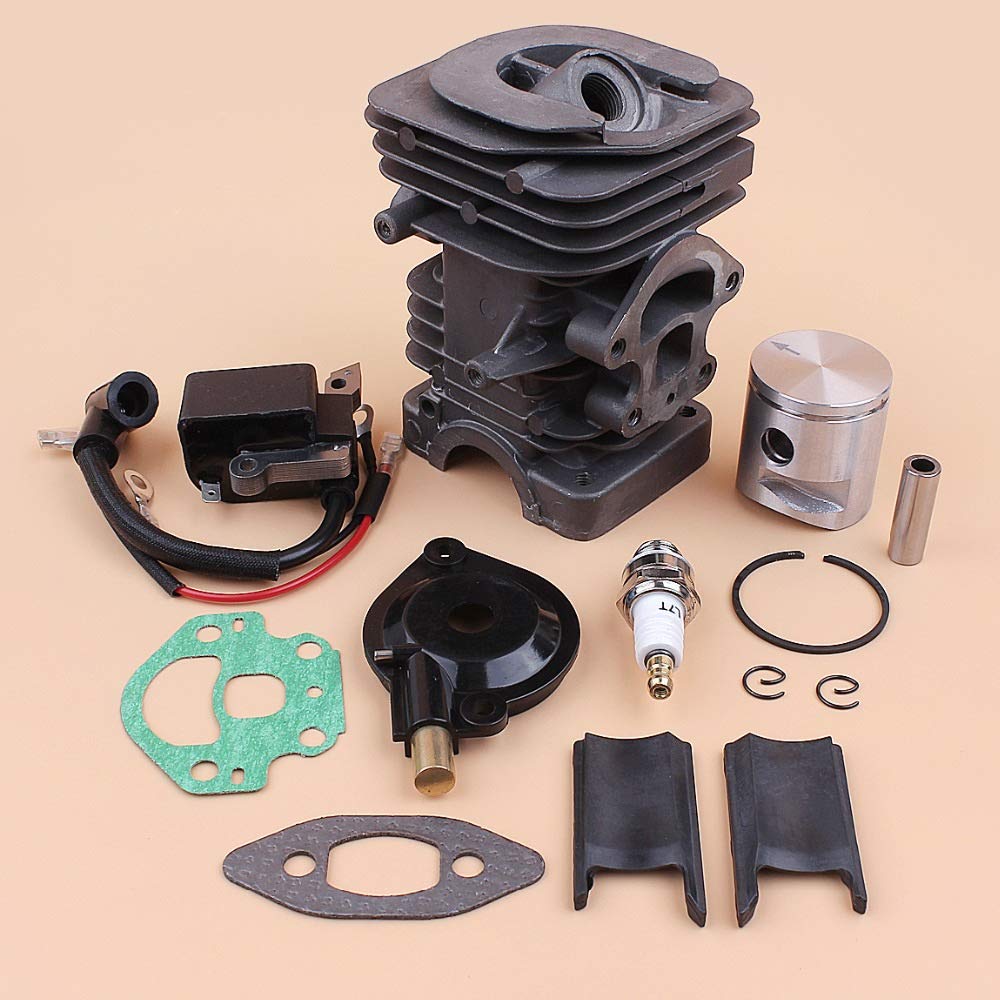 Tiempo Beixi 39mm Cilindro Pistón Bobina de Encendido Kit de Bomba de Aceite Compatible con Husqvarna Reconstruir 236 240 235 Motosierra Motor de Piezas de Repuesto # 545 05 04 17