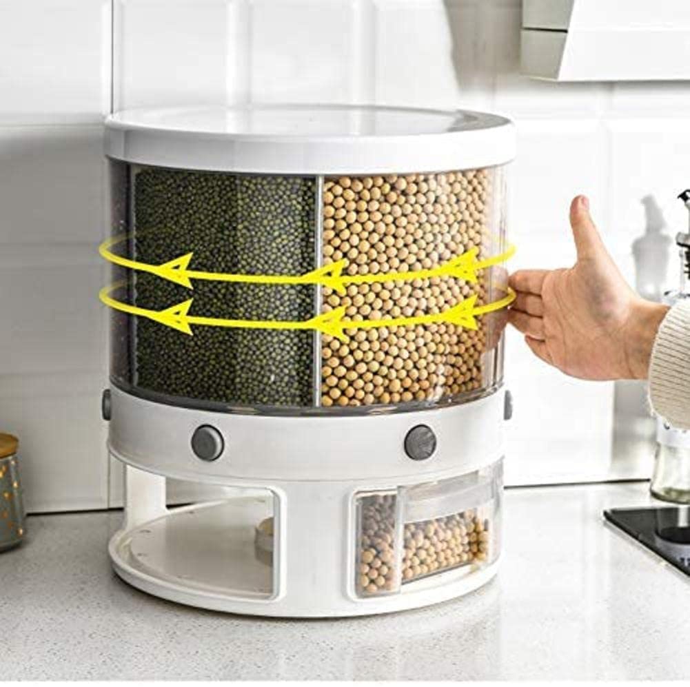 Distributore Di Lenticchie E Cereali 360° 6 Scomparti – Contenitore Salvaspazio Per Riso, Pasta E Legumi – Cucina Ordinata E Design Moderno - 5