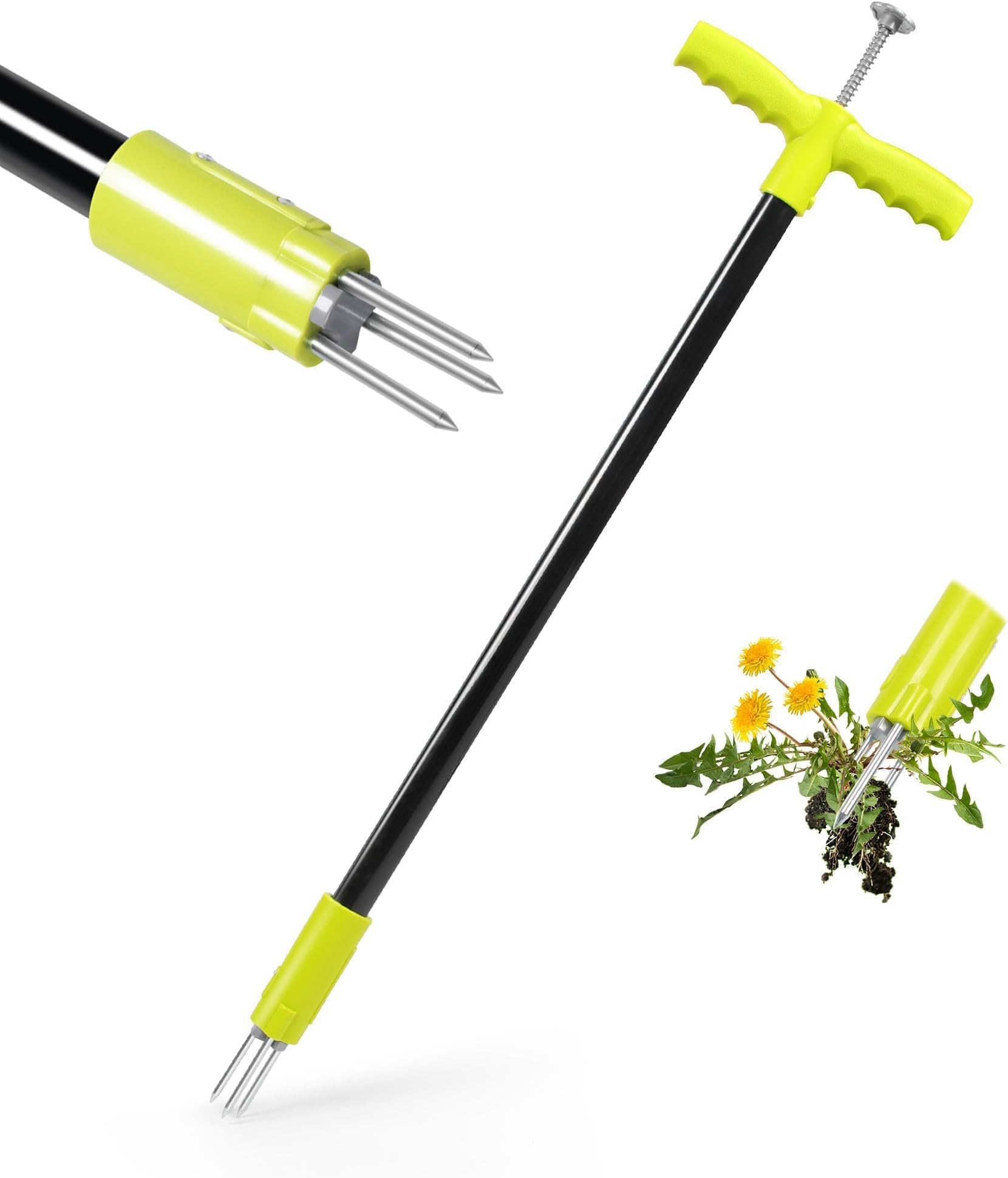 Stand-up Steel Twist Hand Dandelions Remover Tool with 3 Claws