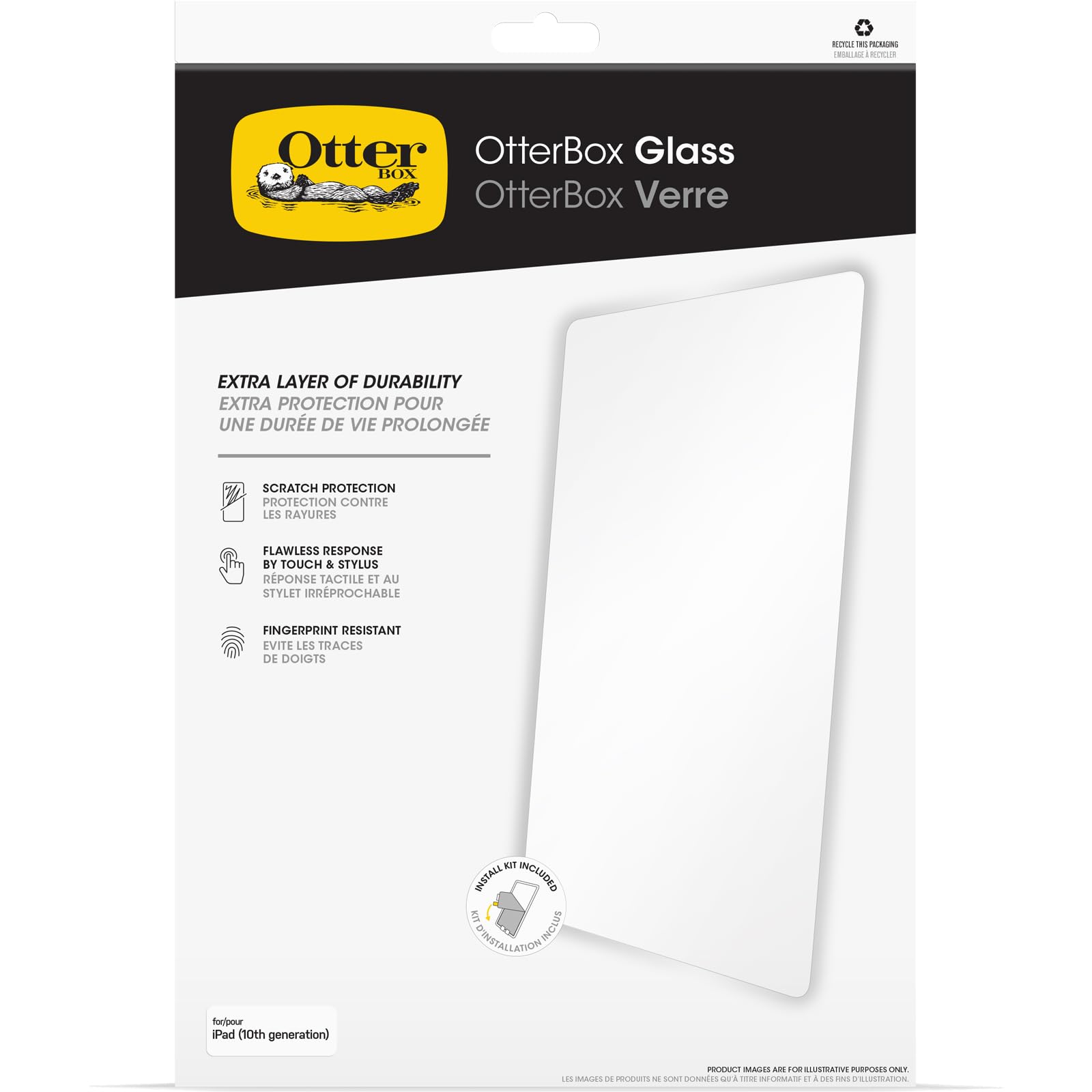 OtterBox Glass Pellicola protettiva in Vetro temperato per iPad 11th gen 2025 (A16), 10th gen 2022, con durezza 9H, Protezione a rotture, graffi e cadute