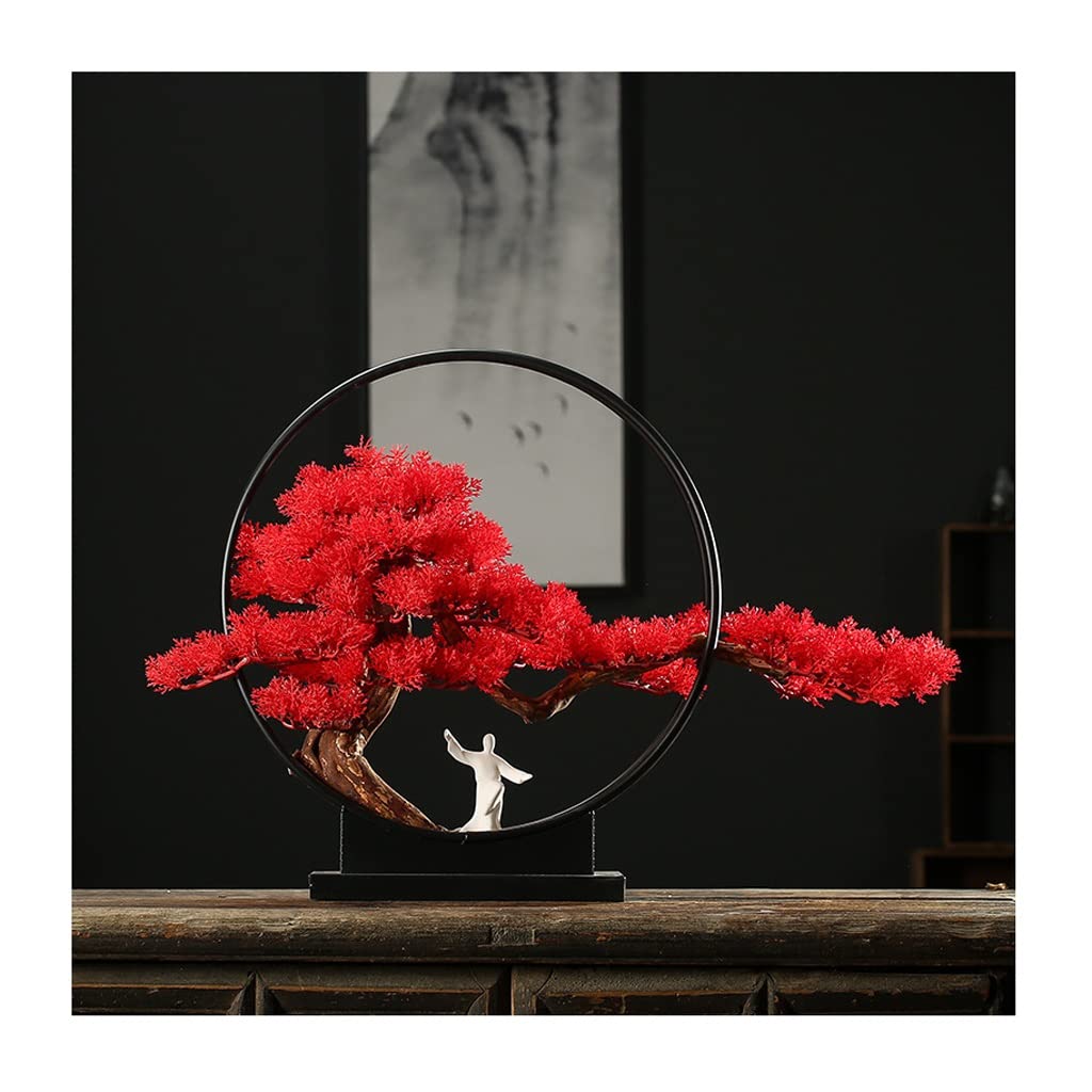 Árbol bonsái artificial Simulación Bonsai Plant Indoor Potted Faux Plantas con figuras de cerámica blancas Escultura Inicio Oficina Decoración Adornos Artificial Verdes Plantas Decoración de plantas f