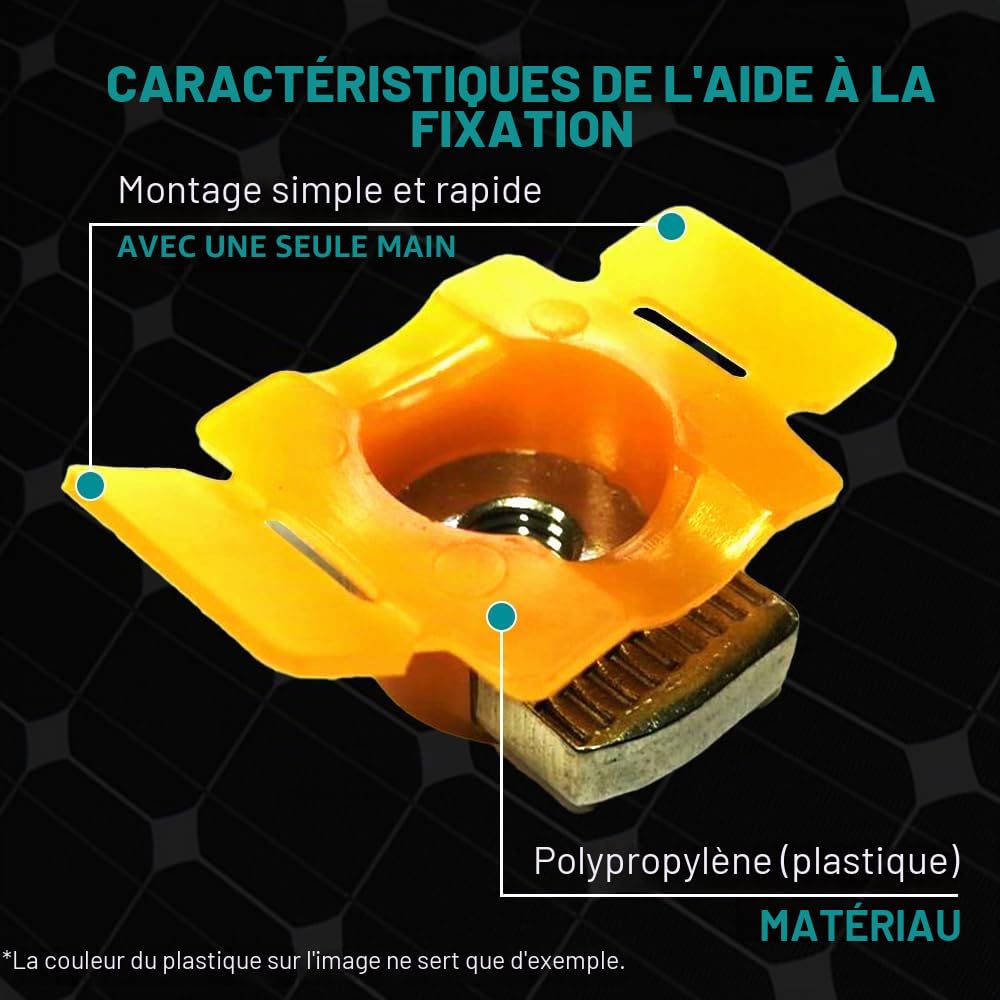 VOOXA Premium Lot de 8 écrous de rail en acier inoxydable A2 avec denture partielle et aide à la fixation en plastique, M8, pour profilés 41/21 et 41/41, montage facile et rapide