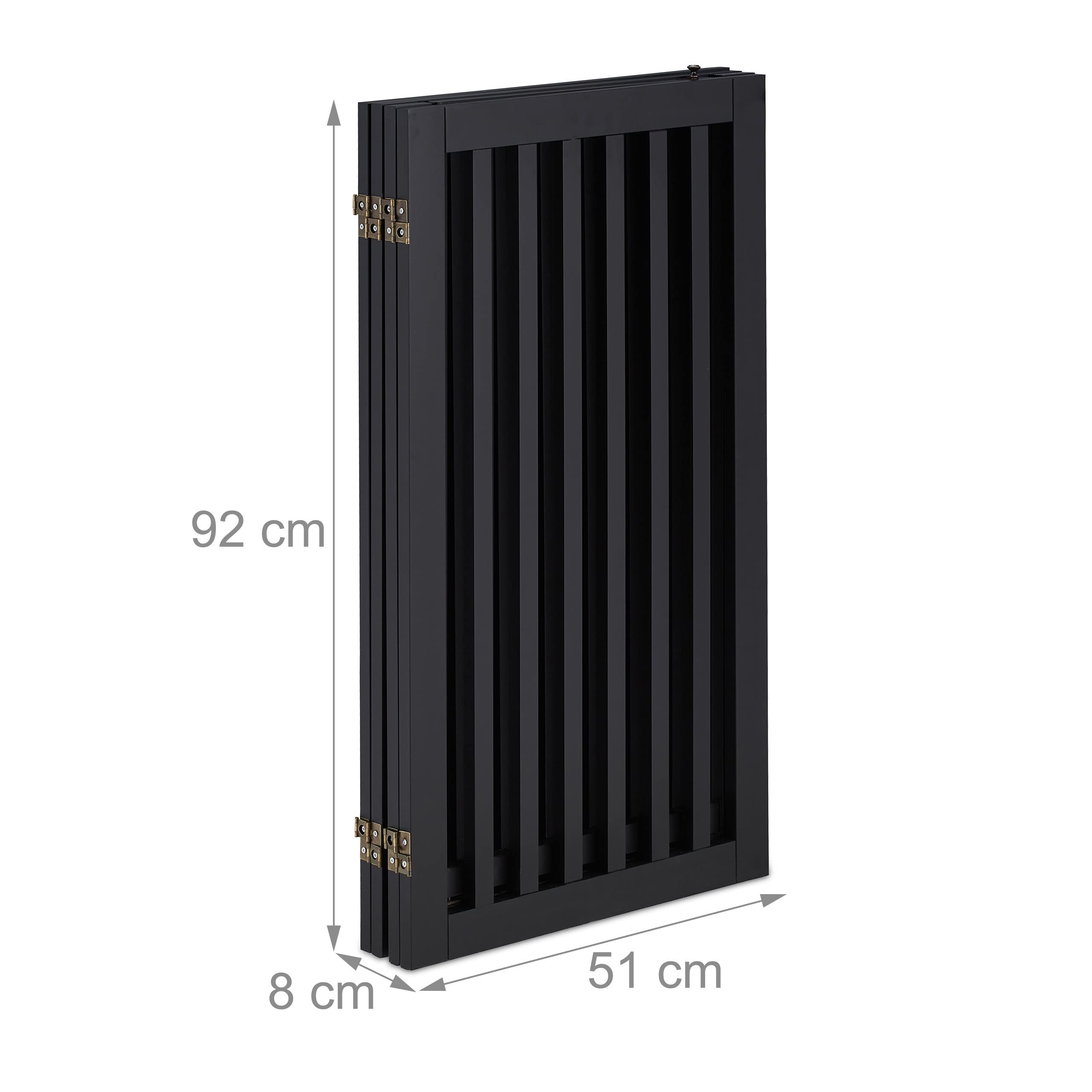 Relaxdays Barrera Seguridad Niños, Valla Protectora, Puerta, 92x206cm, Plegable, Cerca Protección Bebés, Perros, Negro