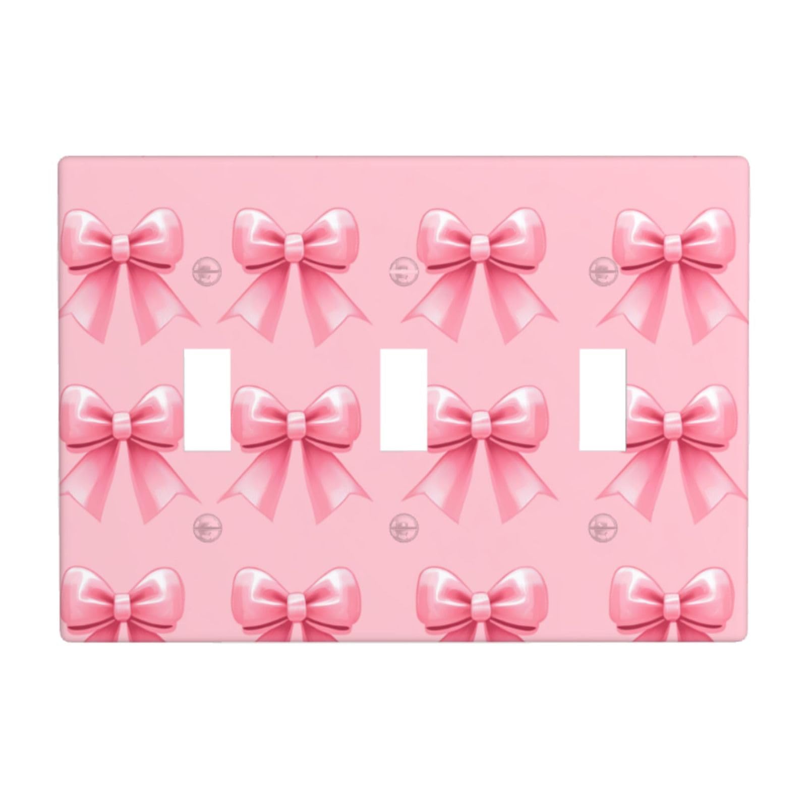 Pink Ribbon Pattern Light Switch Covers 3 Gang Triple Toggle Wall Plate Switchplate Electrical Faceplate for Bathroom Kitchen Bedroom Decor