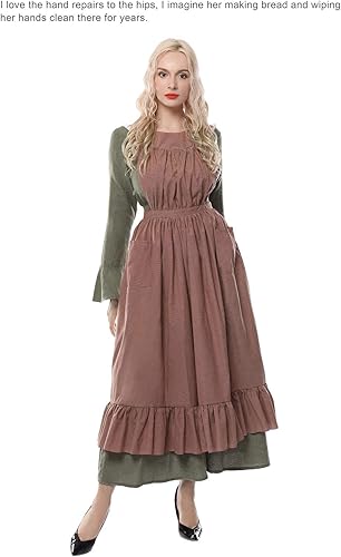 Miniatura 4 de Delantal vintage blanco con volantes para mujer, delantal colonial pionero campesino, delantal ajustable, regalo de cocina