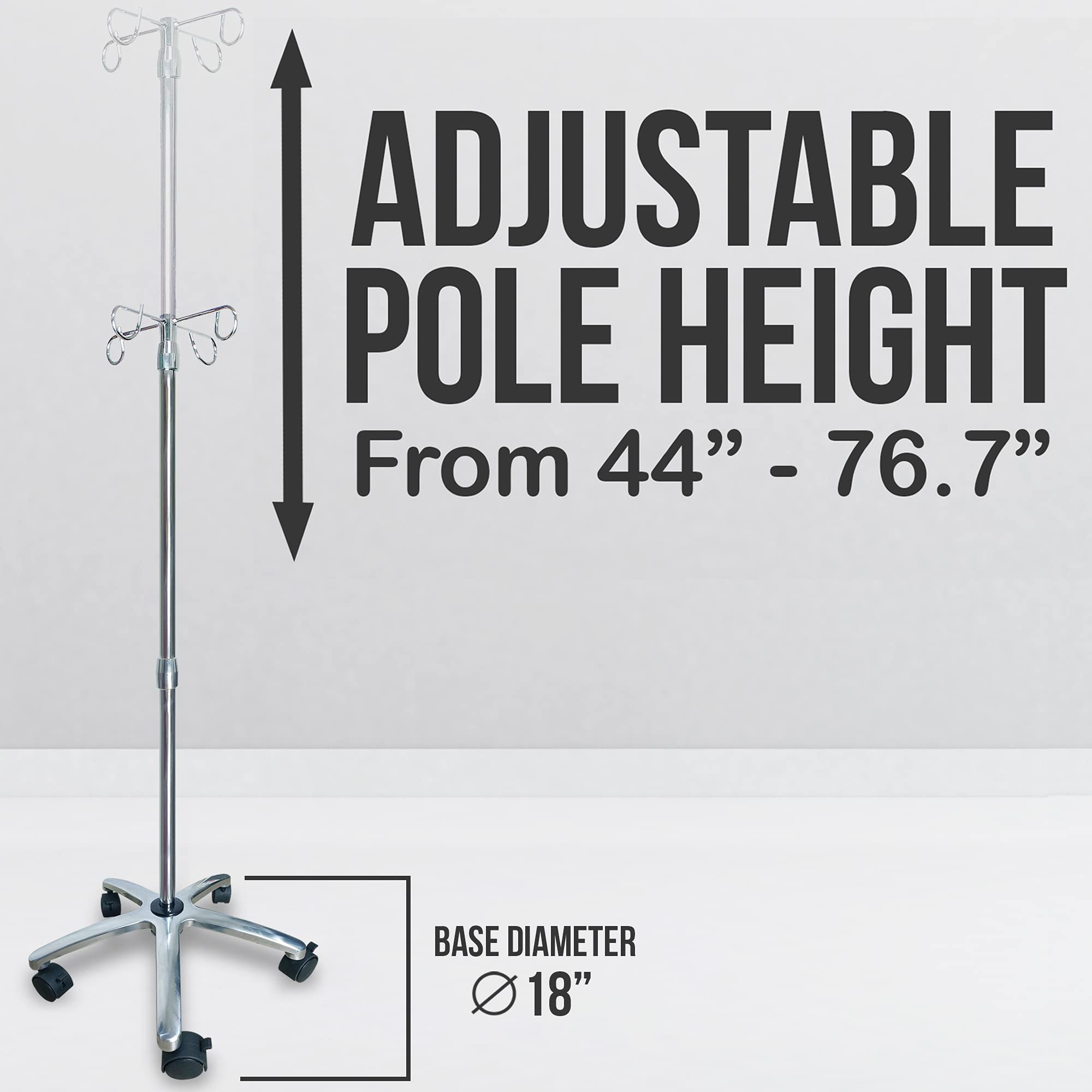 JJ CARE IV Pole with Wheels [Upgraded] IV Stand Pole with 45 Lbs