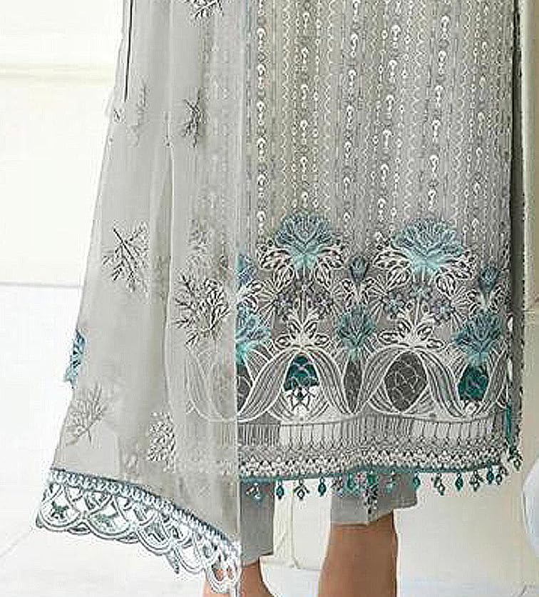 Image of RUDRAPRAYAG Women's Georgette Fabric With Embroidery Work Traditional Ethnic Semi Stitched Pakistani Long Suit With Work Dupatta