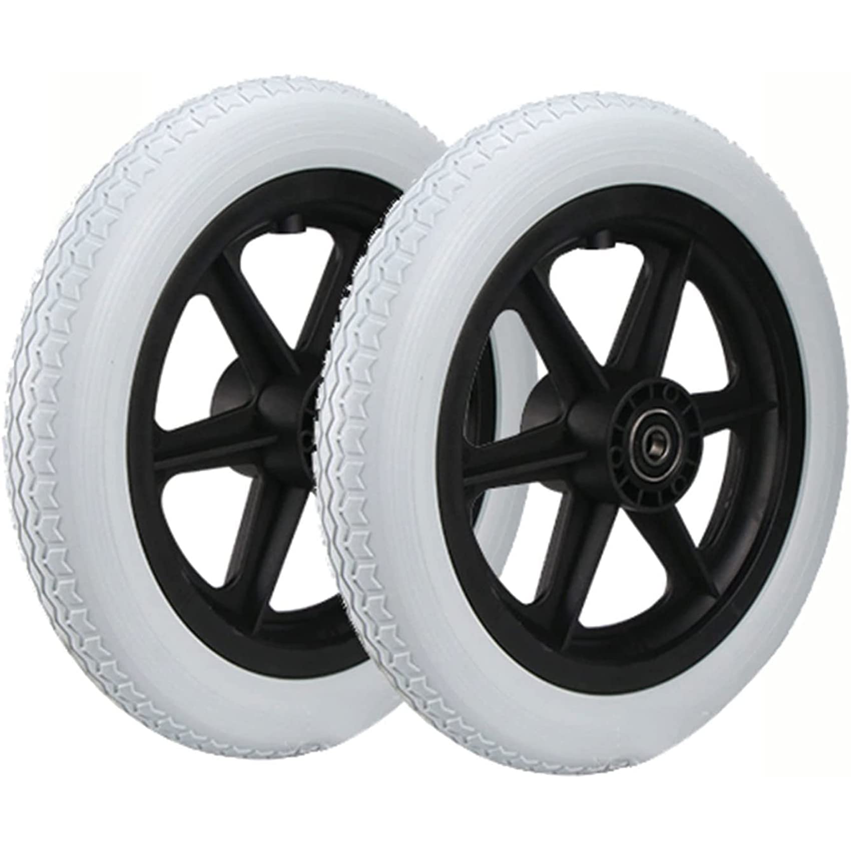 NLAVW 2 uds Rueda Trasera para Silla de Ruedas de 12 Pulgadas, Ruedas para Silla de Ruedas no inflables y a Prueba de pinchazos, Ruedas Grises rodamientos Fuertes