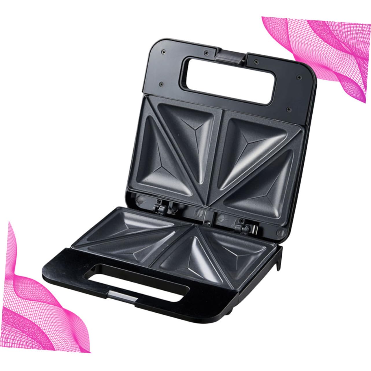 Toyvian Sandwichera Eléctrica Antiadherente con Doble Calentamiento Rápido Máquina de Desayuno Compacta para Pan y Pastel Horno Tostador Negro con Control Automático y Base Antideslizante