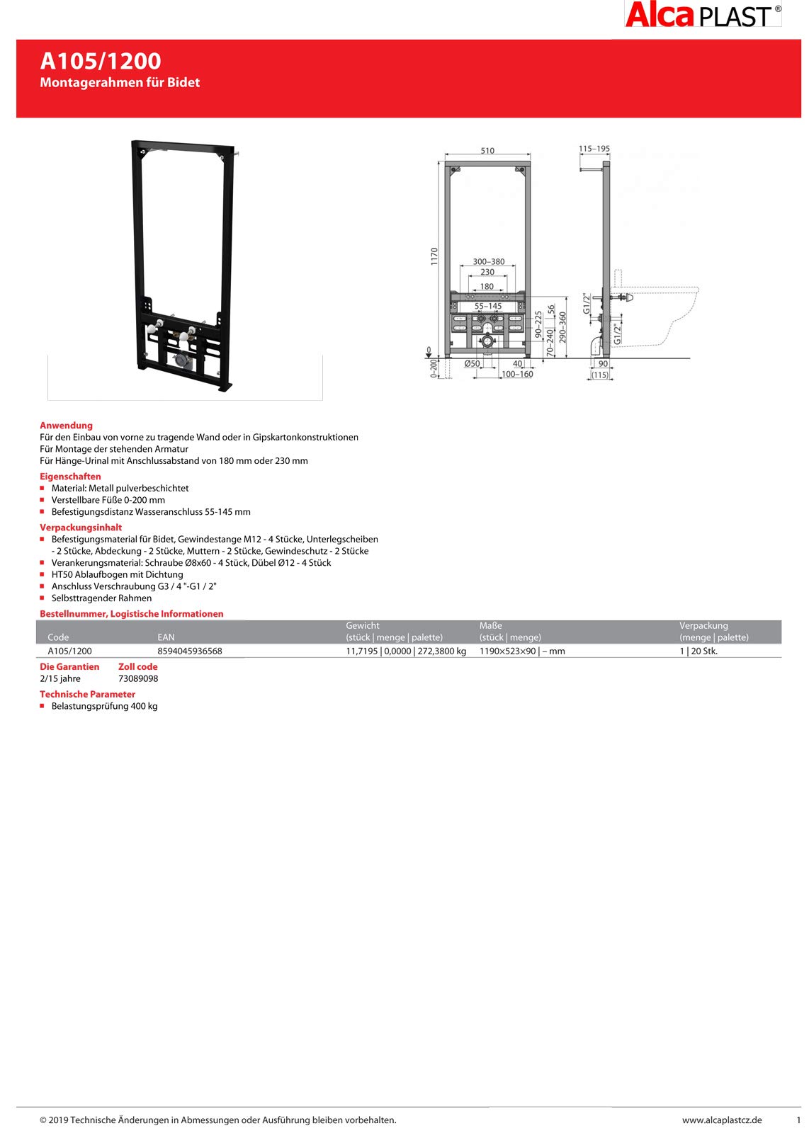 Bidet - Element 1200 ALCA
