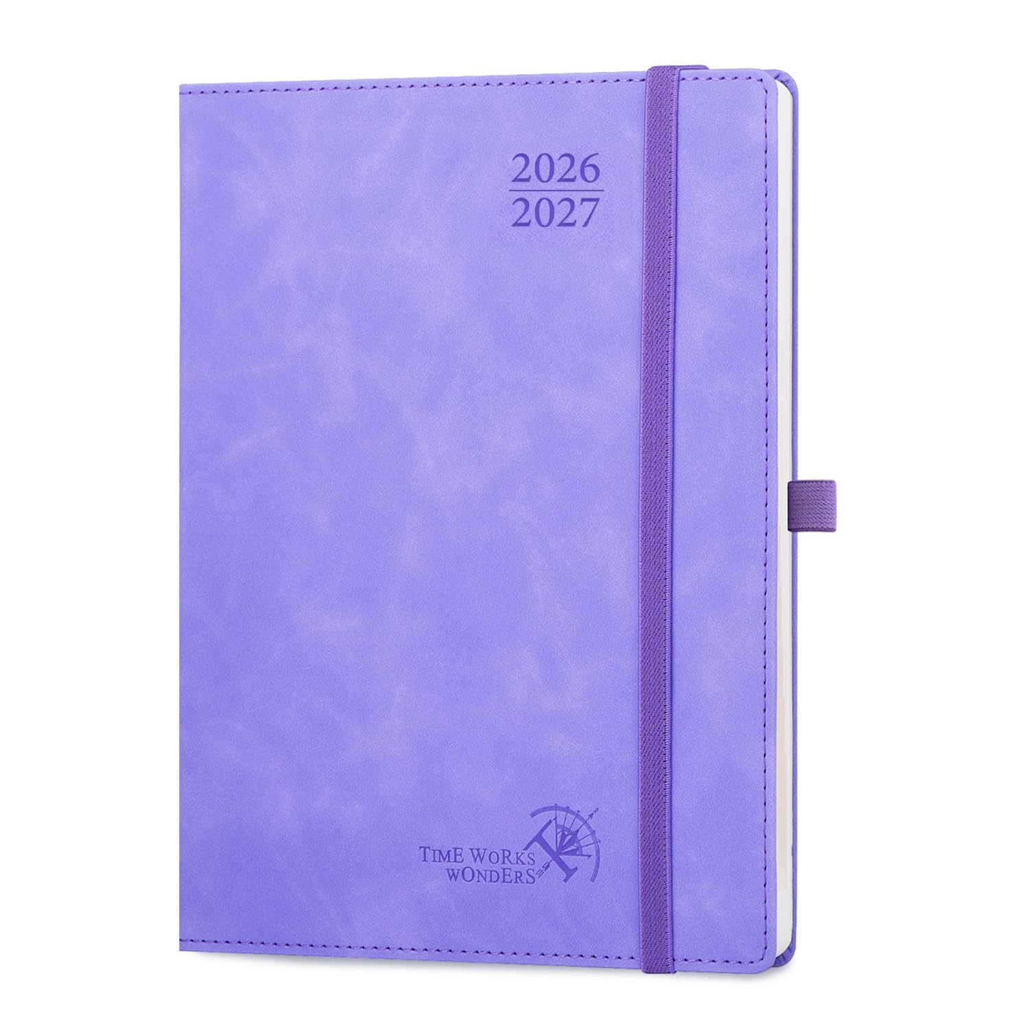 POPRUN Academic Diary A5 Week to View 2026-2027 Soft Cover 22 x 16.5 cm - 26/27 Weekly Planner & Notebook in One, Inner Pocket, Monthly Tab(Lilac)