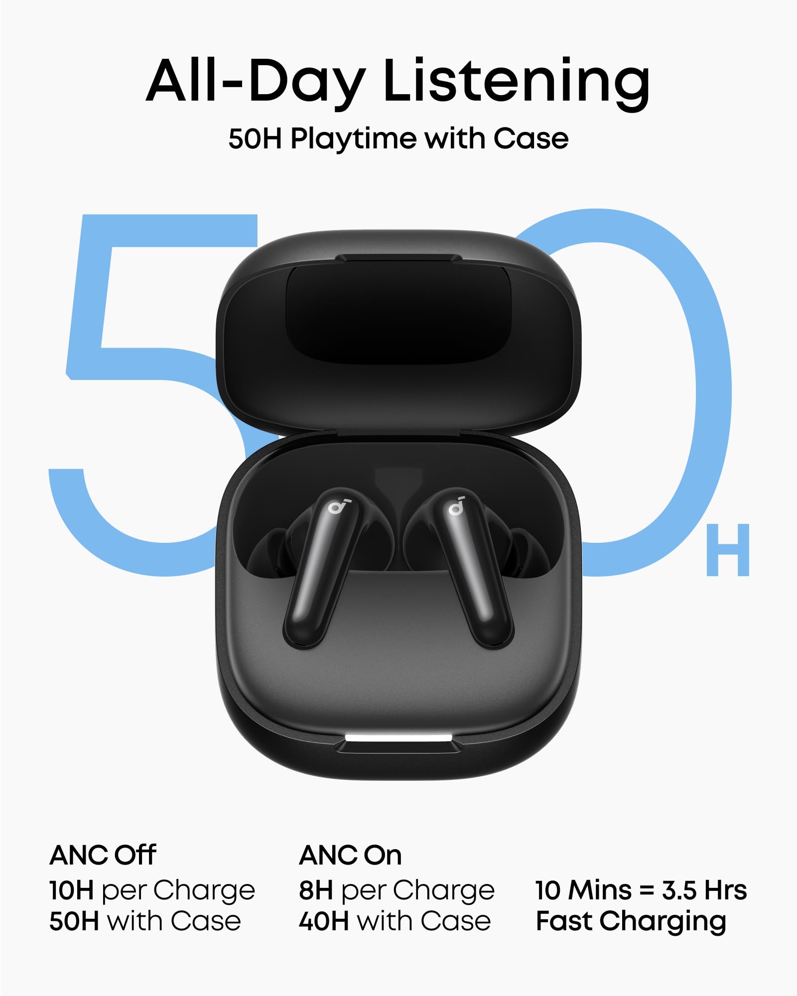 Soundcore P31i by Anker, Real-Time Adaptive Noise Cancelling, Hi-Res Sound, Translation Earbuds, 50H Playtime, Wireless Earbuds, Bluetooth Earphones, Spatial Audio, Fast Charging, IP55