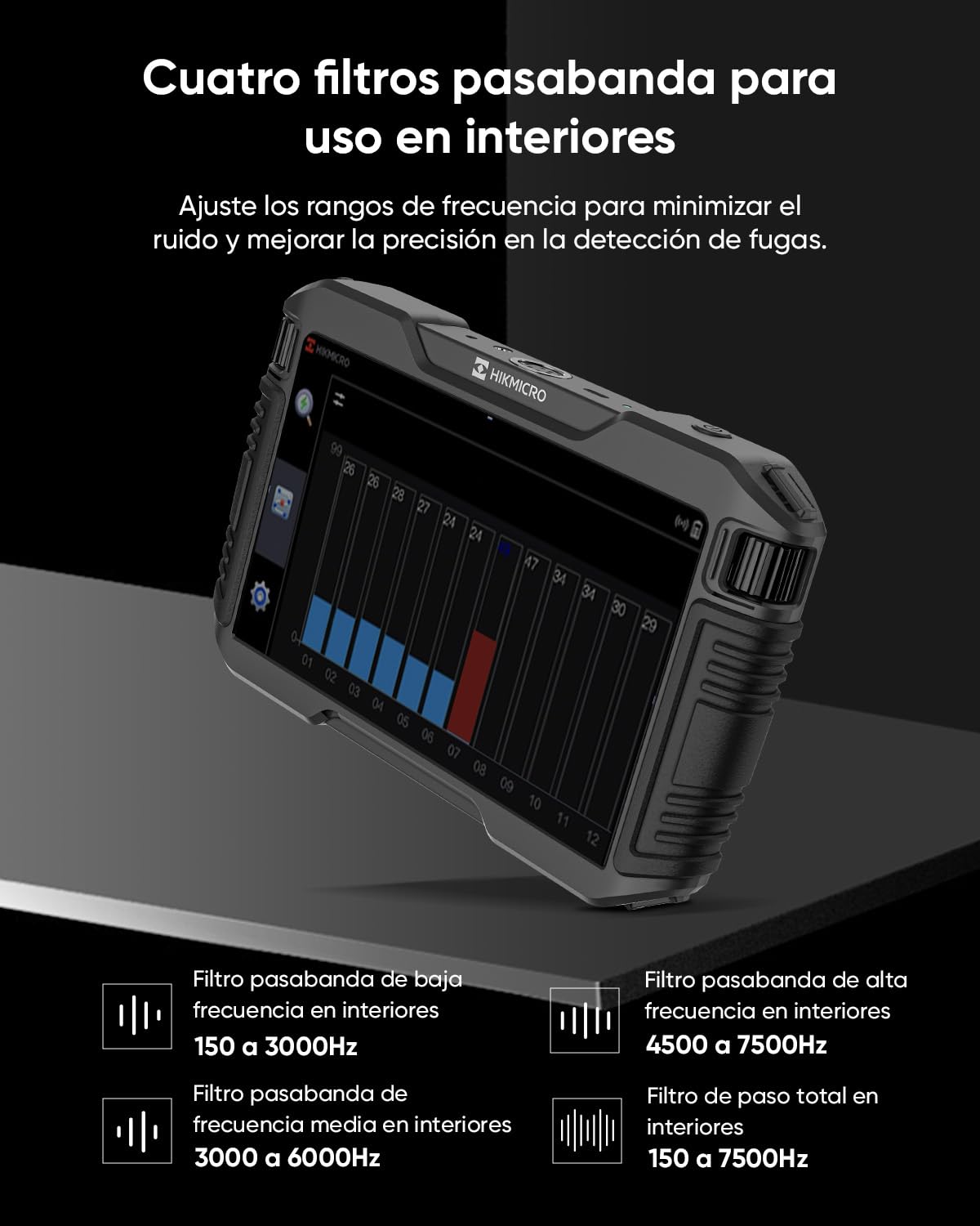 HIKMICRO AD21S Detector acústico de Fugas de Agua – Herramienta Profesional para detección de Fugas en tuberías subterráneas y en Interiores, con Auriculares y Estuche de Almacenamiento