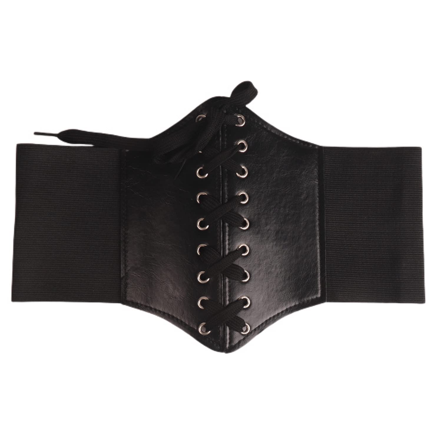 Jdlsppl Womens Faux Leather Corset Belt Vintage Stretch Cinch Belt Wide Steampunk Waist Corset Pirate Belt