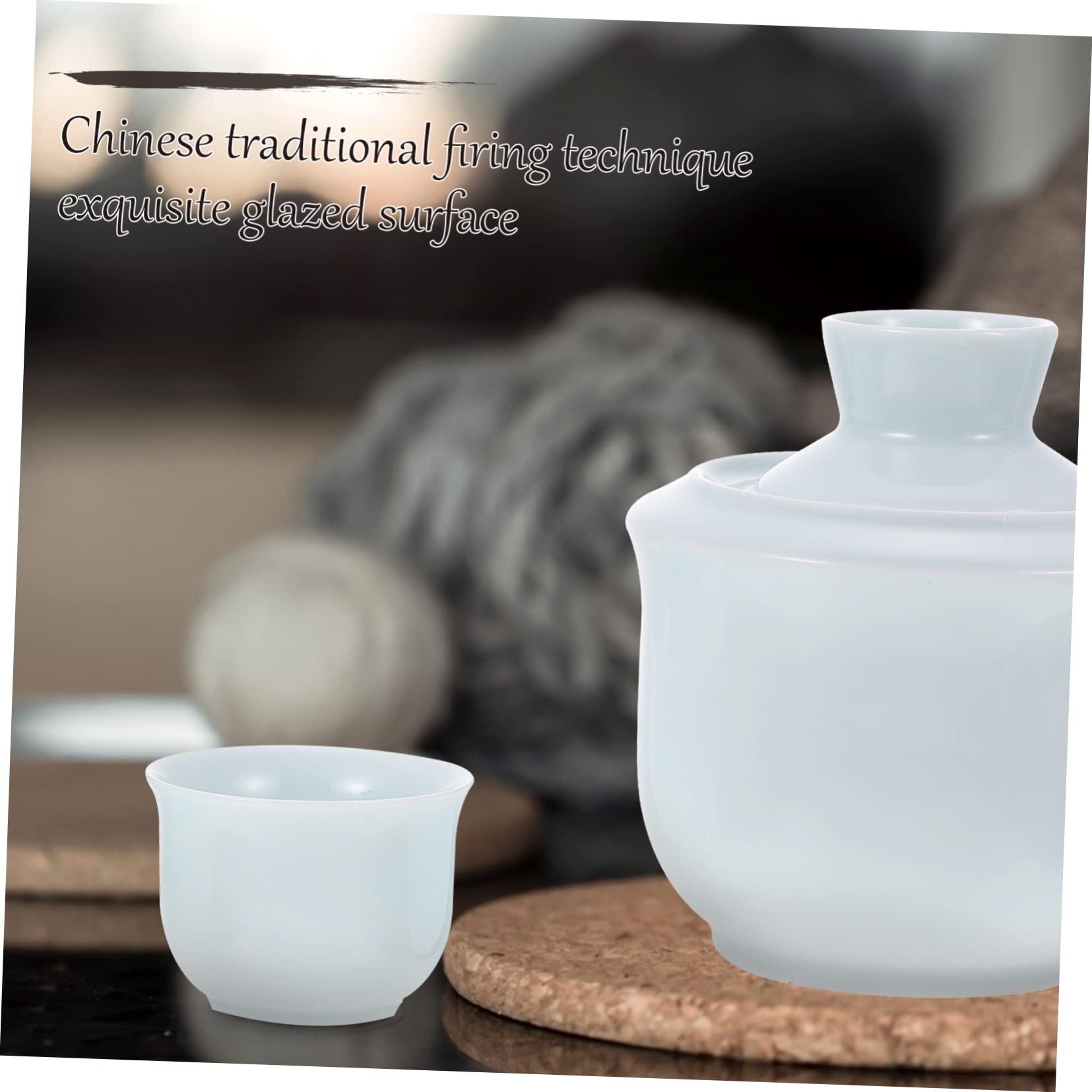 MOLUCKFU 1 Set Wine Warmer Japanese Wine Glasses Winter Use Drinking Tools Porcelain Sake Cups Chinese Teacup Wine Drinking Cups Sake Serving Sake Warm Kettle Saki Bottle Blue Ceramics