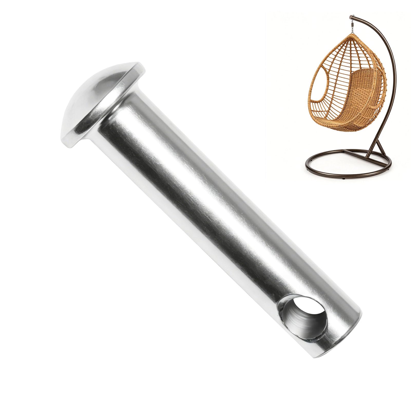 Hammock Pin Plugs,Heavy Duty Hanging Chair Hook,Egg Chair Spring Hook for Garden Hammock and Boxing Bag Suspension,Silver Zinc Plated Carbon Steel Pin Plug with Hole for Outdoor Furniture Installation