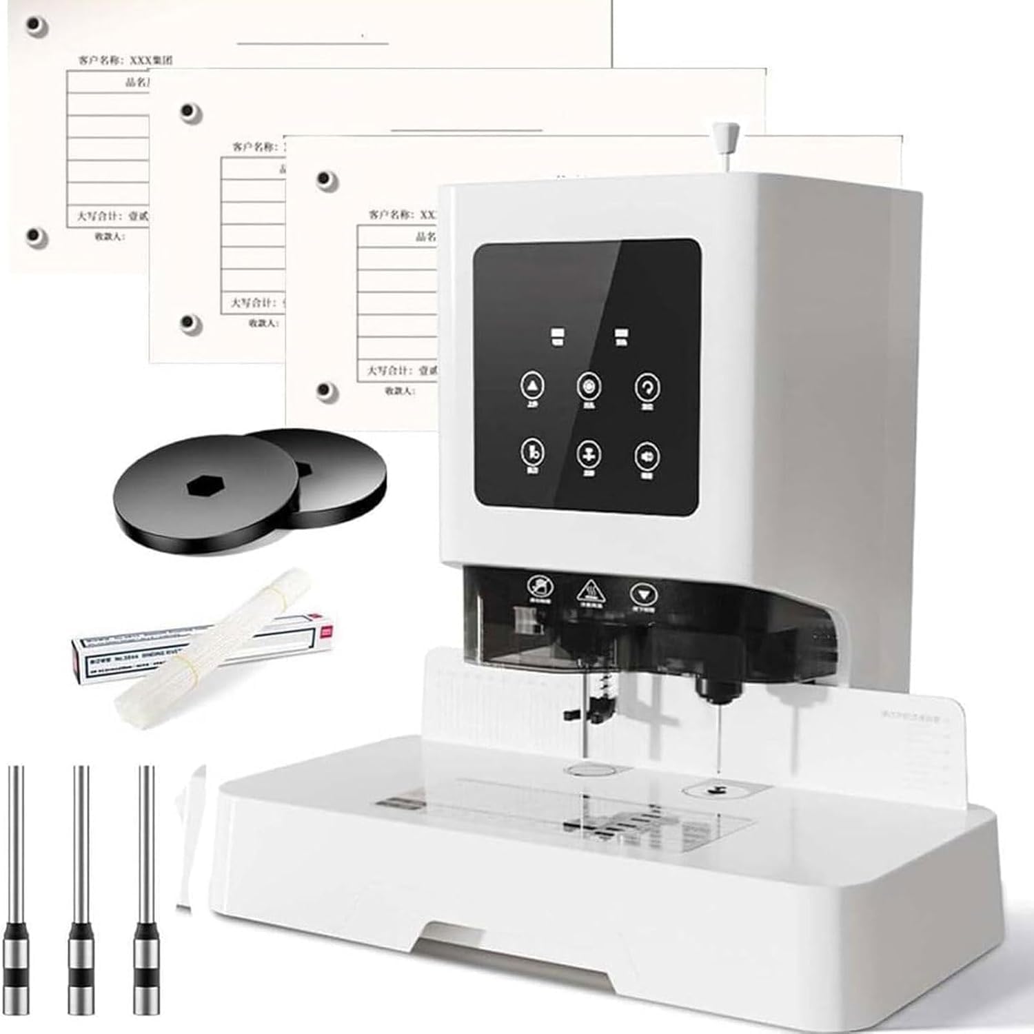 Rilegatrice elettrica per ricevute, spessore 50 mm, punzonatura automatica con trapano e 100 tubi rivettati, ideale per ufficio e casa
