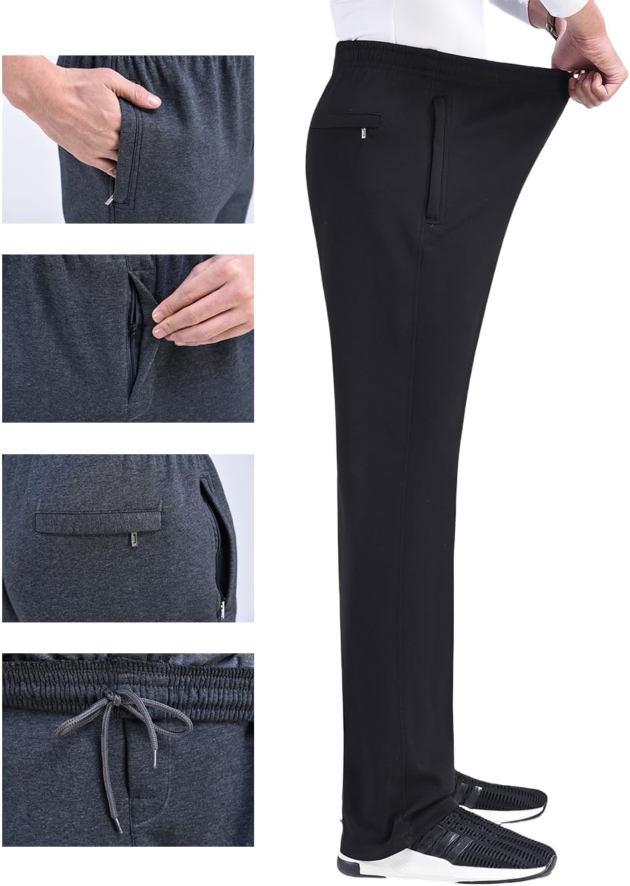 ANDANI Men's 3-Season Cotton Blend Joggers Elastic Waist Lightweight Sweatpants for Gym Travel Lounge with Pockets