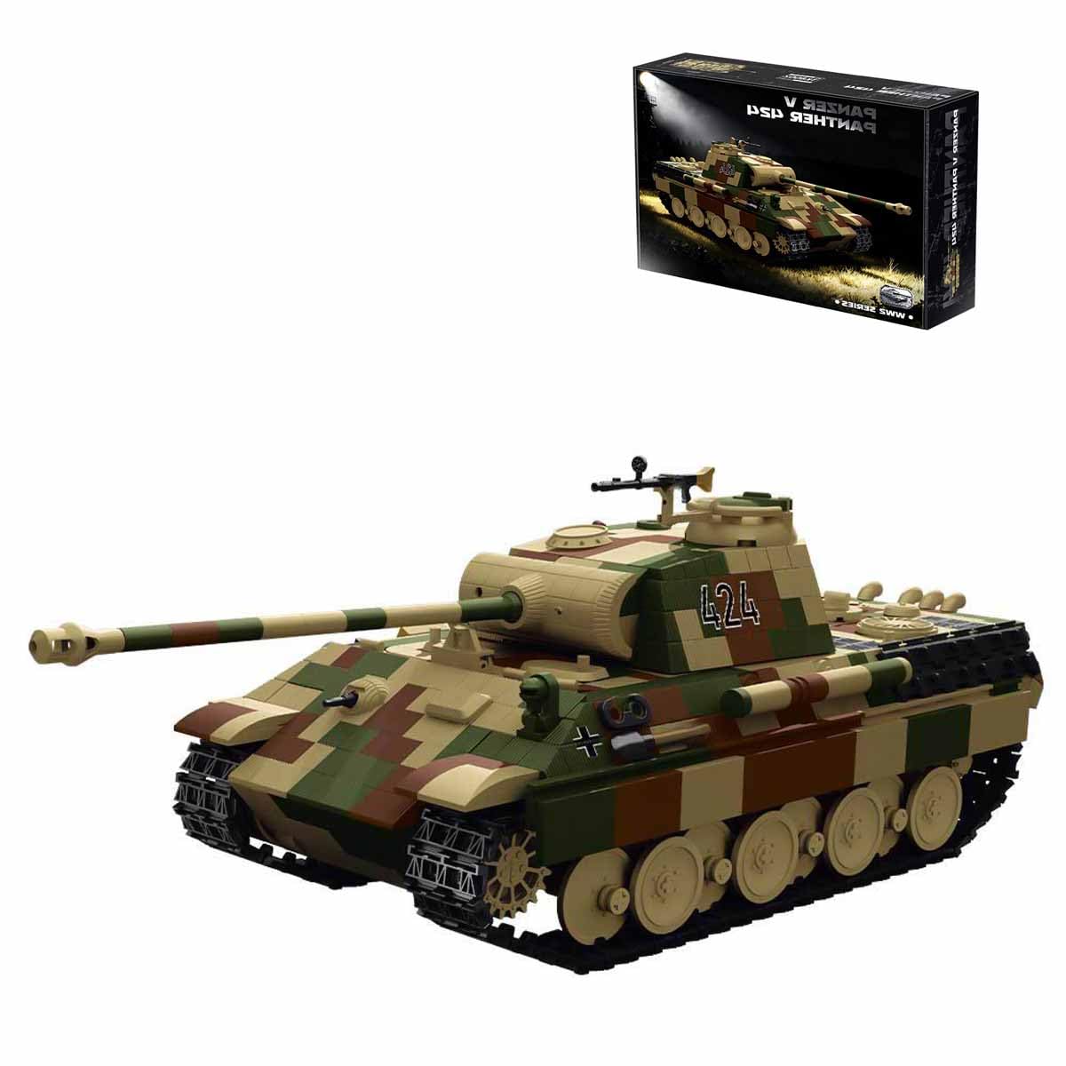 Panther Panzer Bausteine Set, 1675 Teile Militärische Panther Tank Modell Baustein Spielzeug, Bachman Panther Panzer Klemmbausteine, WW2 Militär Fahrzeug Bausteine Spielzeug
