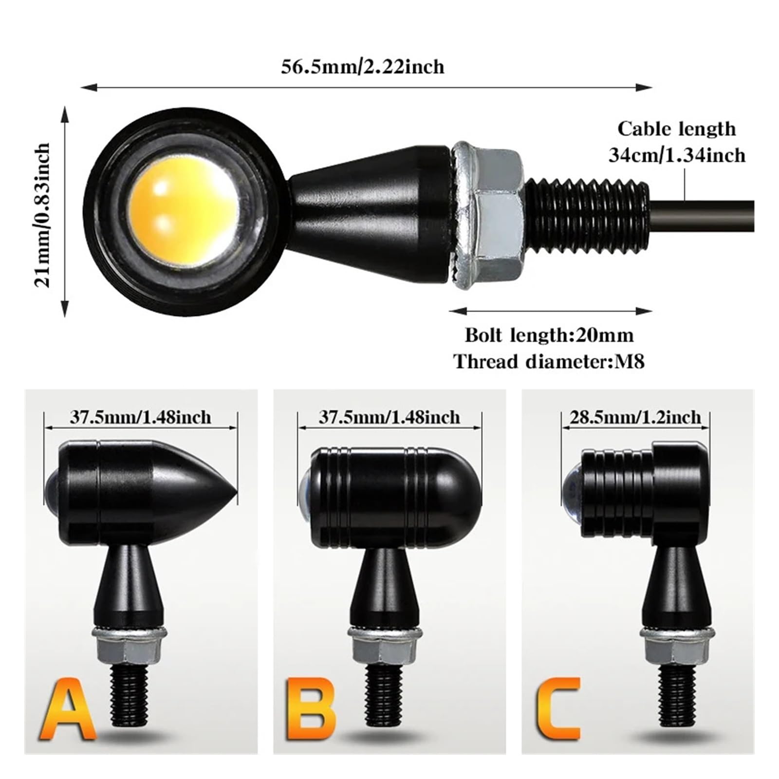 Indicatore luminoso lampeggiante direzione LED moto Indicatoris Motos