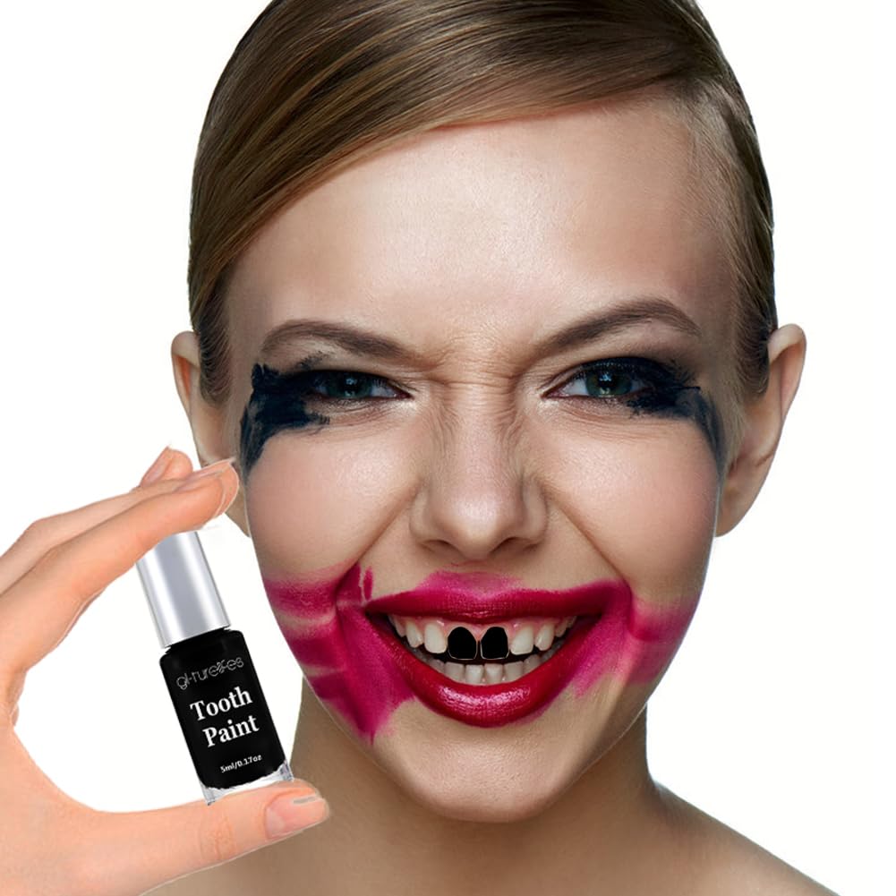 Krem do malowania zębów, szybkoschnący bezpieczny makijaż kolorowy, realistyczny do Black Out SFX, Halloween, Cosplay, teatru 5 ml (czarny)