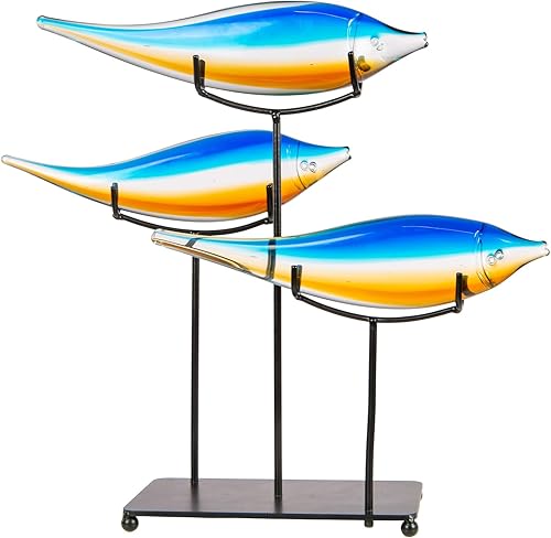 Miniatura 3 de Dale Tiffany AS24126 - Escultura de cristal hecha a mano con soporte, color azul, 15 pulgadas de ancho