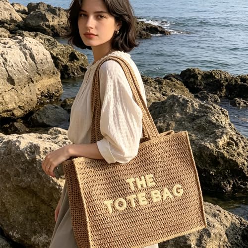 Bolso tote tejido para mujer, grande, playa miniatura 5