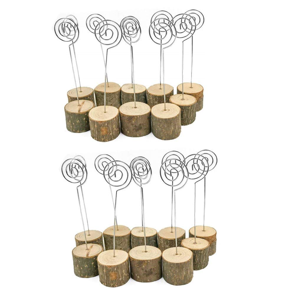 Rustic Table Number Holders Real Wood Base Wedding Table Number Stands Party Decoration Wood Place Card Holders Picture Memo Note Photo Clip Holder (