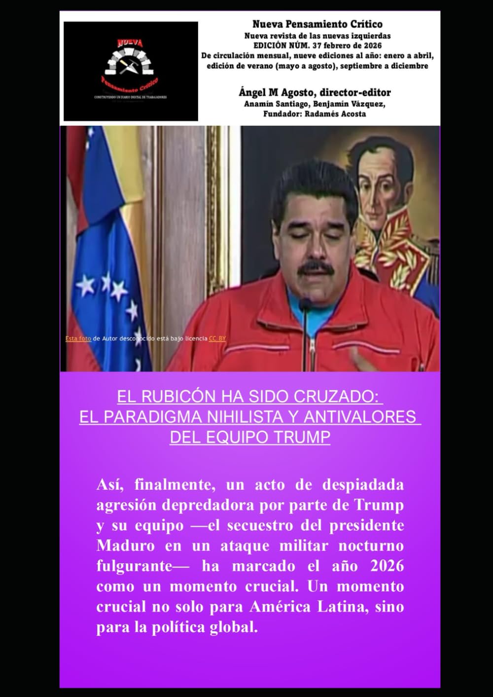Revista Nueva Pensamiento Crítico Núm. 37 de Febrero de 2026