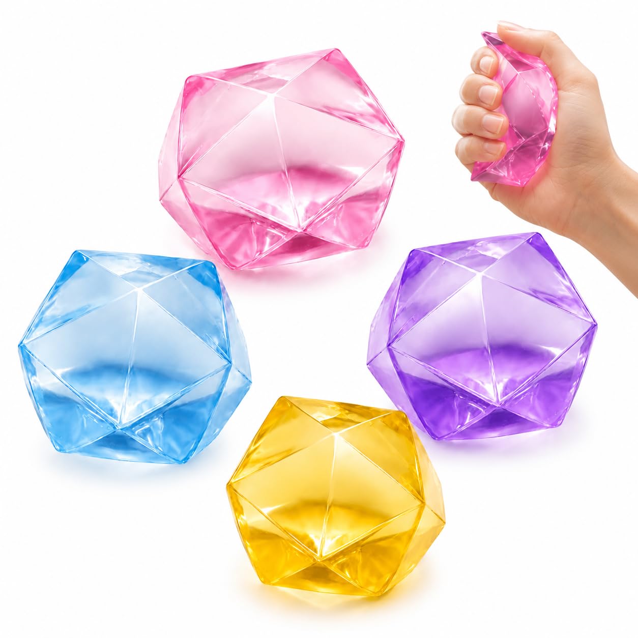 2Pcs Sugar Squishy, Diamond Design, Transparent Square Sugar Cube Squishy, for Quiet Hand Activity