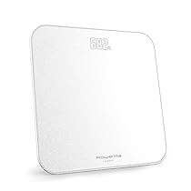 Rowenta Classic 2.0, Bilancia con Schermo Invisibile LED Facile da Leggere, Capacità 180kg, Design Moderno e Funzioni Intelligenti, AutoAccensione e Spegnimento Automatico, Colore Bianco, BS1901V1