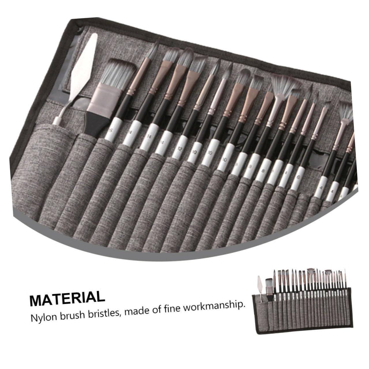 SEWACC Ensemble de 24 Pinceaux en Nylon avec Paquet pour Peinture à l'huile et Aquarelle, Poils Résistants et Forme Simple, pour Dessin Artistique