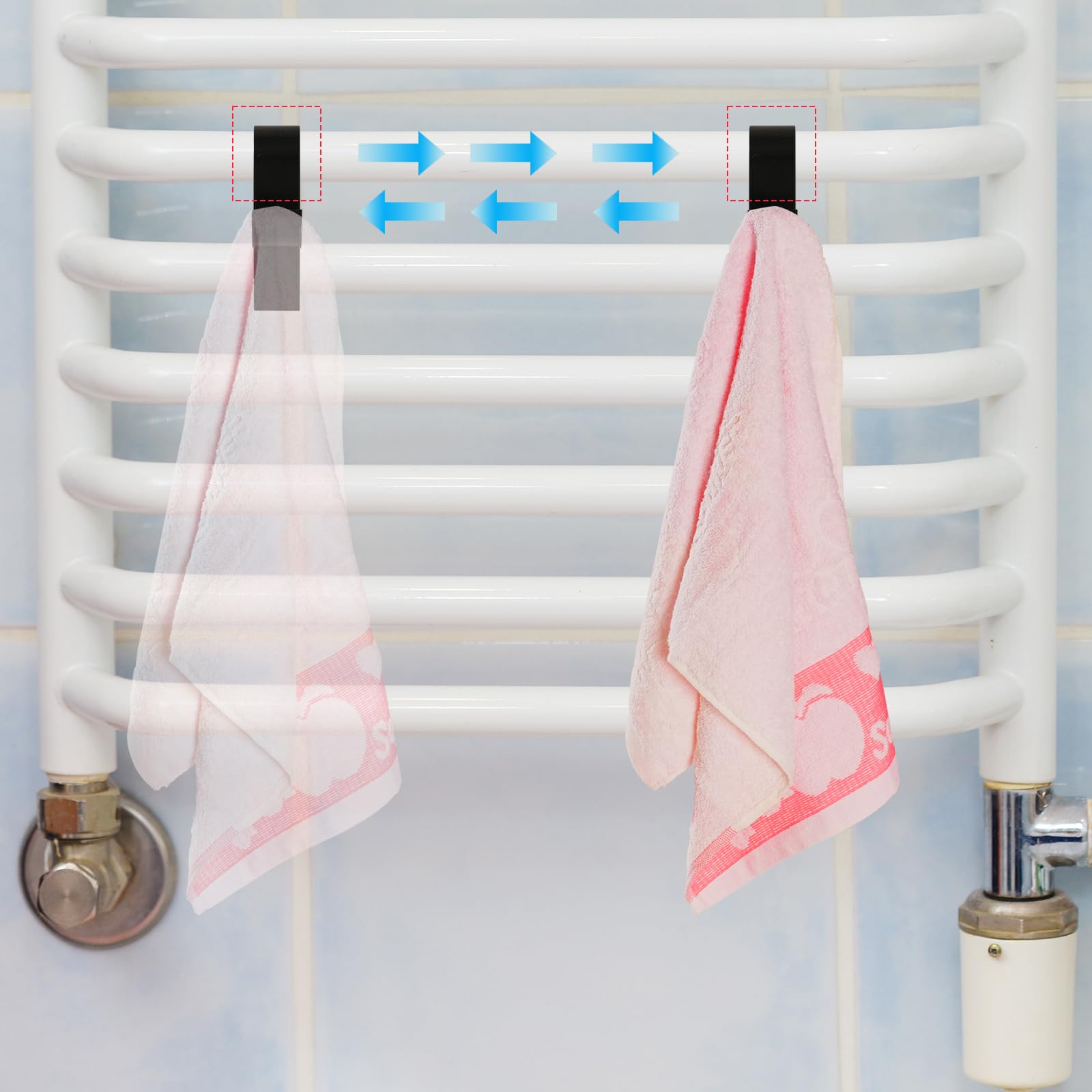 10 Ganci Per Termoarredo Bagno In ABS, Robusti E Salvaspazio. Si Agganciano Al Termosifone Senza Attrezzi (fino A 2,5 Cm). Perfetti Per Appendere Asciugamani, Accappatoi, Vestiti. Design Profondo Anti-caduta.