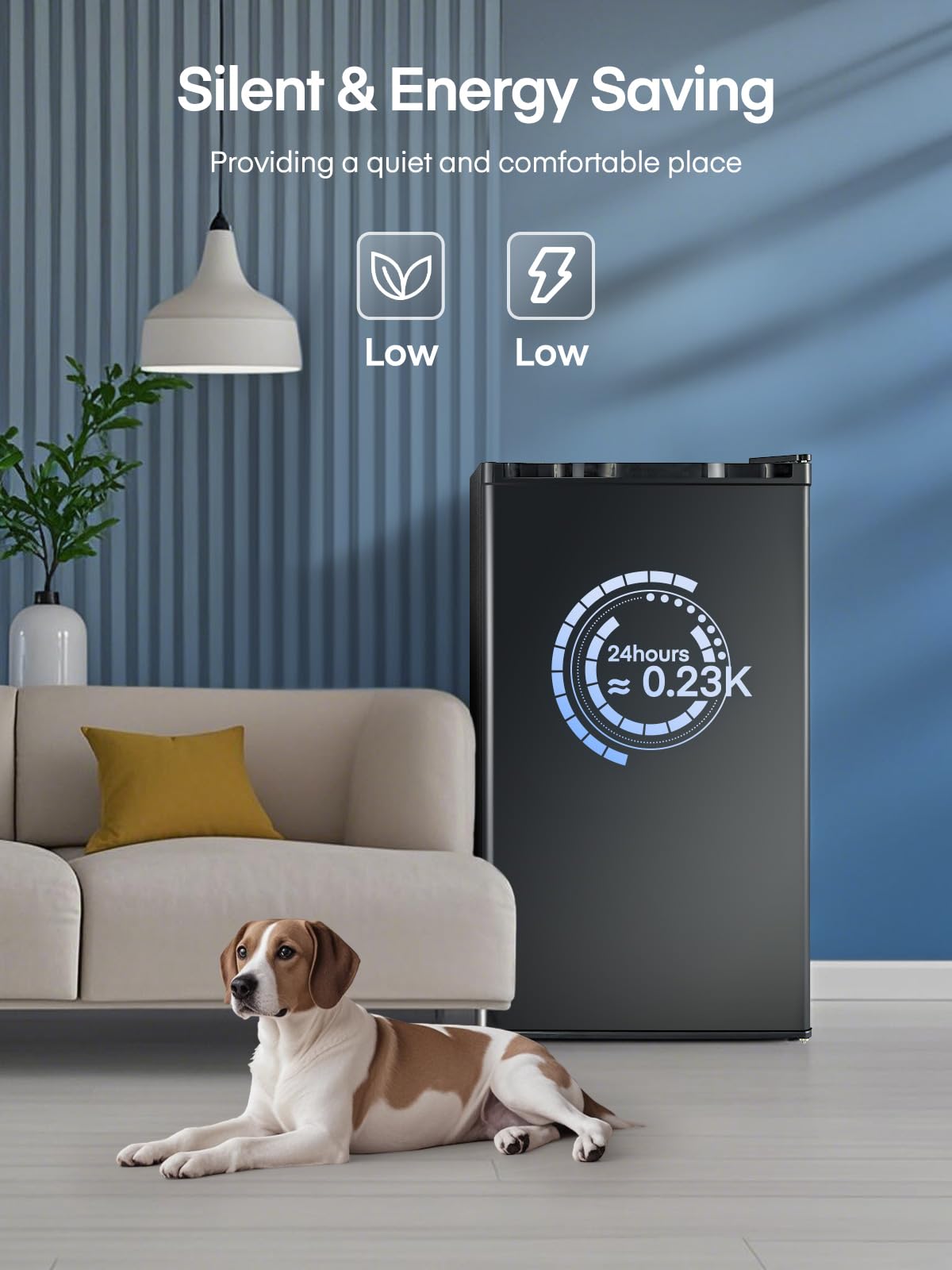FOHERE Kühlschrank mit Gefrierfach 90L | Kühlschrank Klein mit Obst- und Gemüsefach | 7 Einstellbare Temperaturregelung | 84kWh/Jahr | Türanschlag wechselbar | Verstellbare Füße | Schwarz