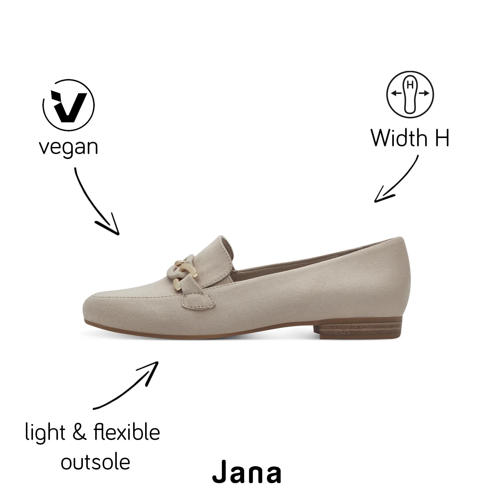 Jana Kobiety Jana Damen Slipper Mit Blockabsatz VeganMokasyn