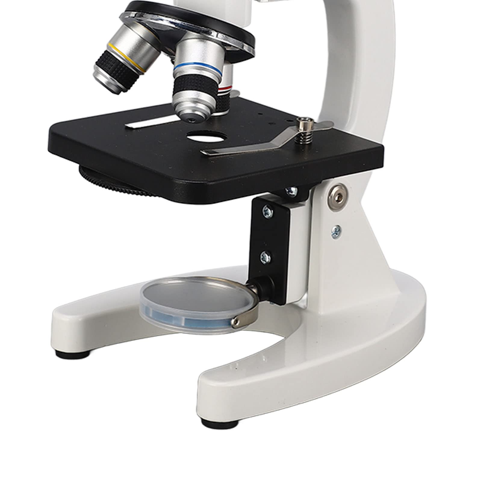 FTVOGUE Mikroskop Monokularowy 640X, Zestaw Mikroskopu ze Stali Nierdzewnej z Podwójnym Koncentrycznym Kołem Ręcznym, Zestaw Mikroskopu HD do Obserwacji Laboratoryjnych dla Uczniów