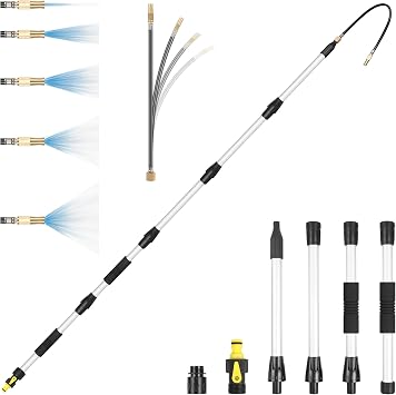 Gutter Cleaning Tools From The Ground, 7FT Gutter Cleaner with Adjustable Multiple Water Flow Modes, Gutters Cleaning Tool for Leaves and Debris, Fits Standard Garden Hoses
