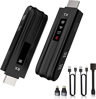 Transmissor e receptor HDMI sem fio com tela de LED, saída de decodificação 4K 1080P, alcance de 50 m, extensor HDMI portátil de 2,4 G/5G, transmissor para transmissão de laptop/PC/TV Box para