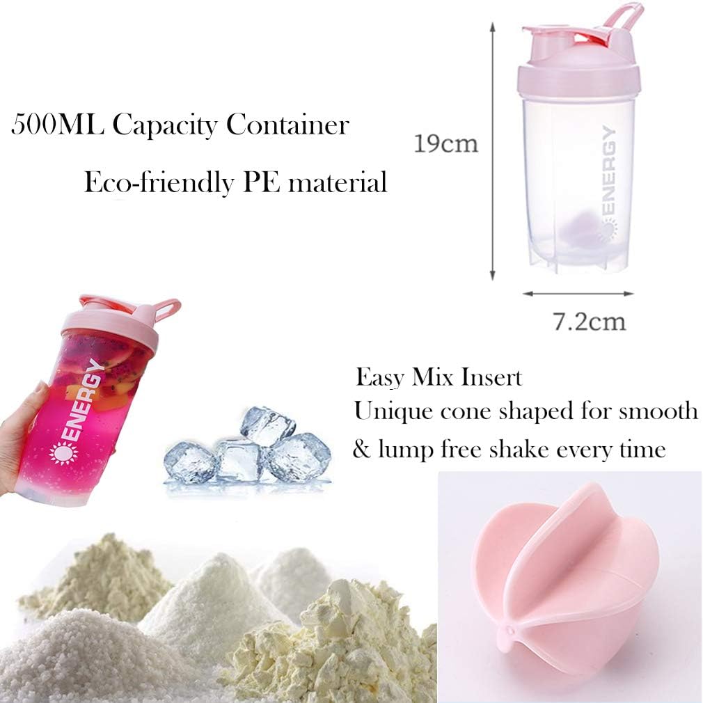 Pubiao Protein Shaker Cup Sports Supplements Shakers with Mixer Ball Fitness Milkshake Portable Workout Water Cup 500 ml, Grey - Image 5